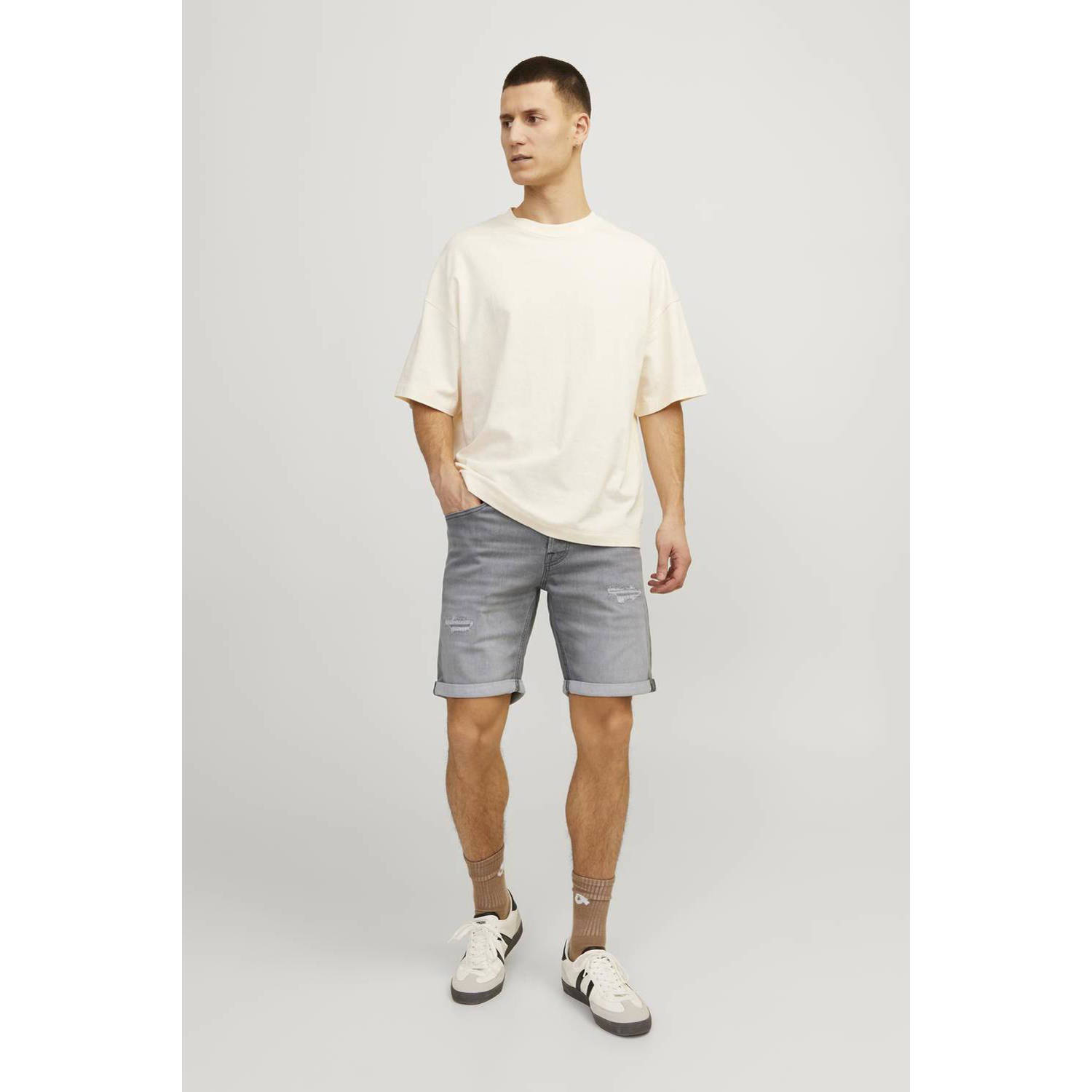 JACK & JONES JEANS INTELLIGENCE regular fit short grey denim