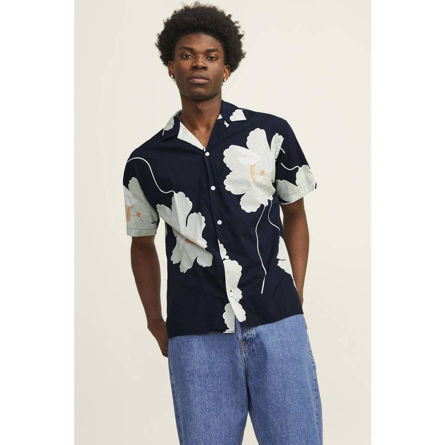 JACK & JONES PREMIUM regular fit overhemd JPRBLAPALMA met all over print night sky
