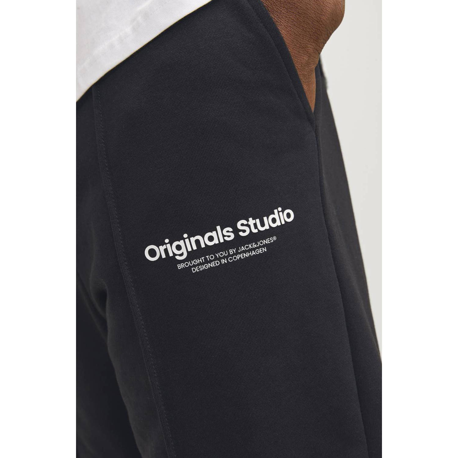 JACK & JONES PANTS STUDIO loose fit short JPSTKANE met logo black