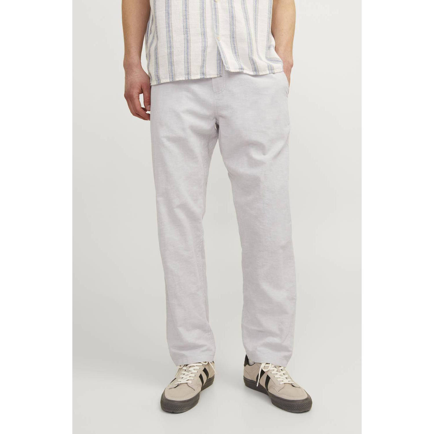 JACK & JONES PANTS STUDIO gemêleerde relaxed broek JPSTKANE crockery
