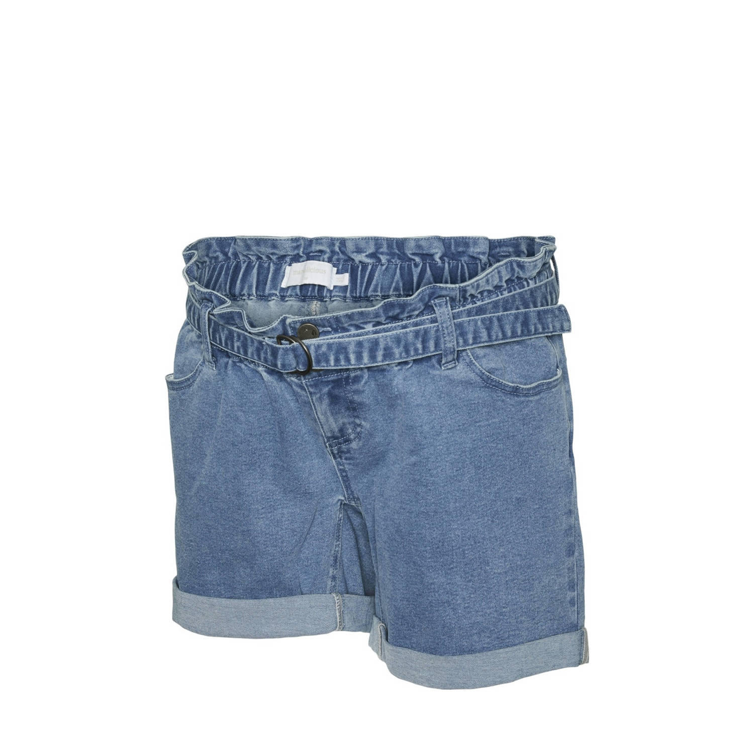 Mamalicious regular fit short MLNEWBARKA medium blue denim Korte broek Blauw Dames Stretchdenim 28