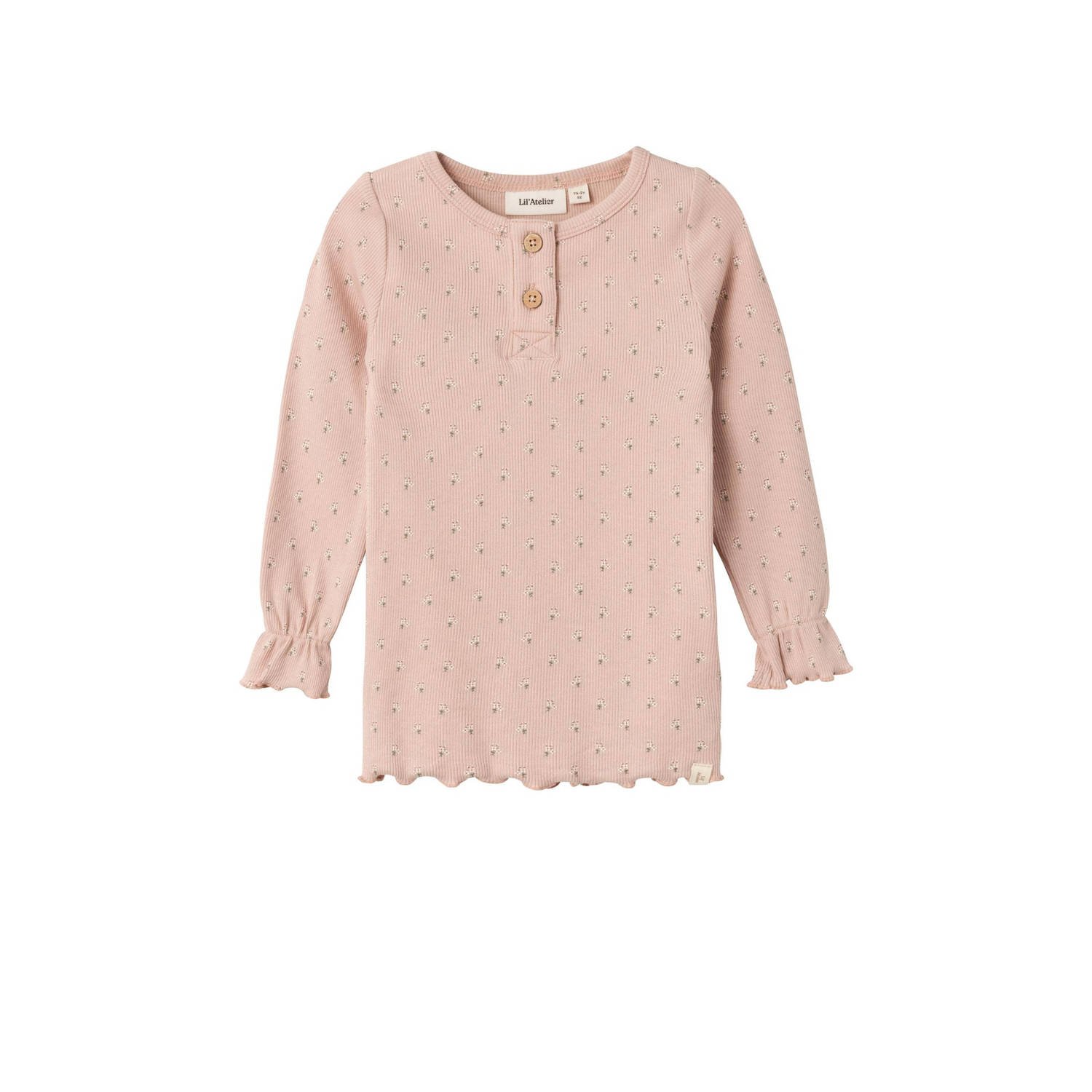 LIL' ATELIER MINI longsleeve NMFGAGO met all over print lichtroze