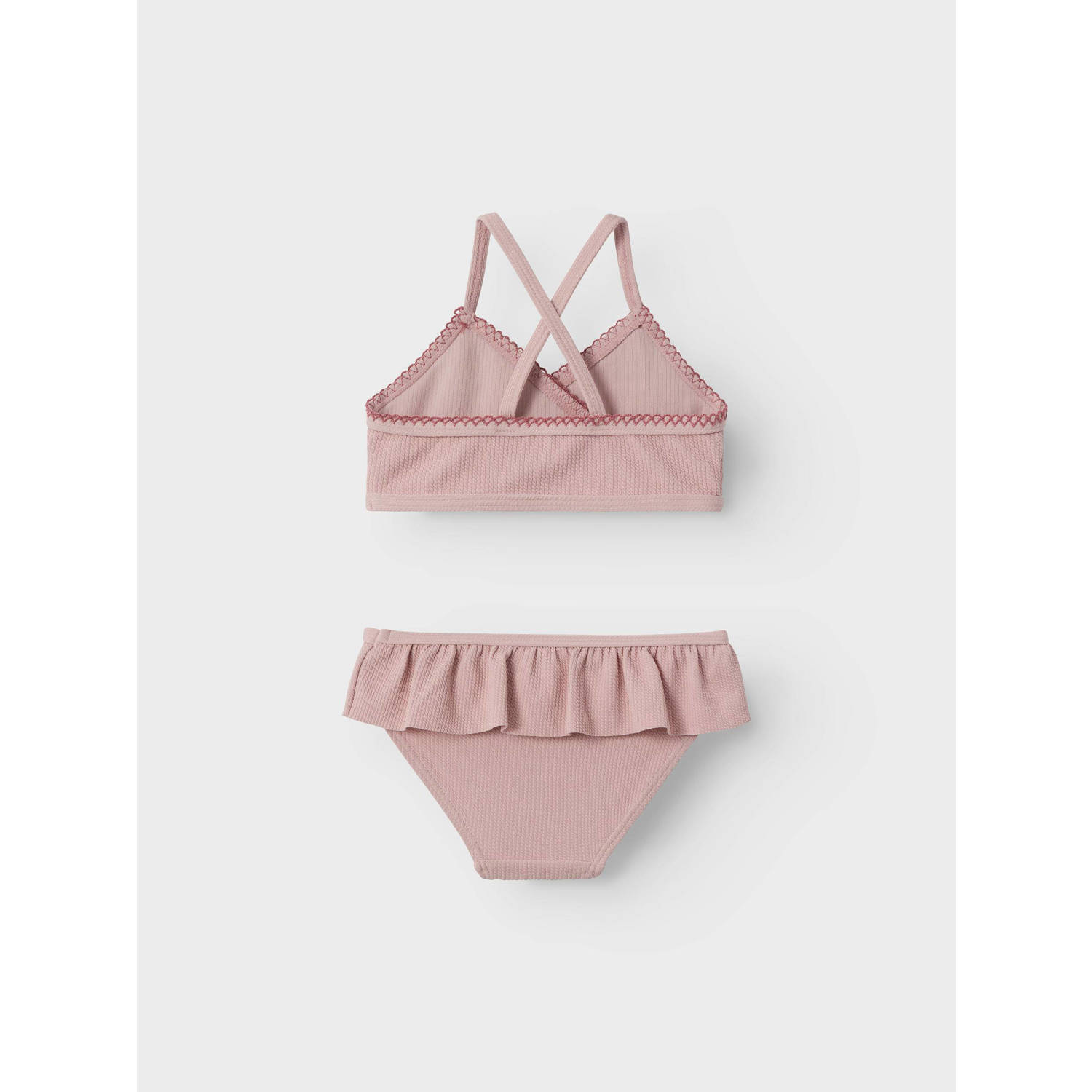 LIL' ATELIER MINI bikini NMFFAMKE met ruches oudroze