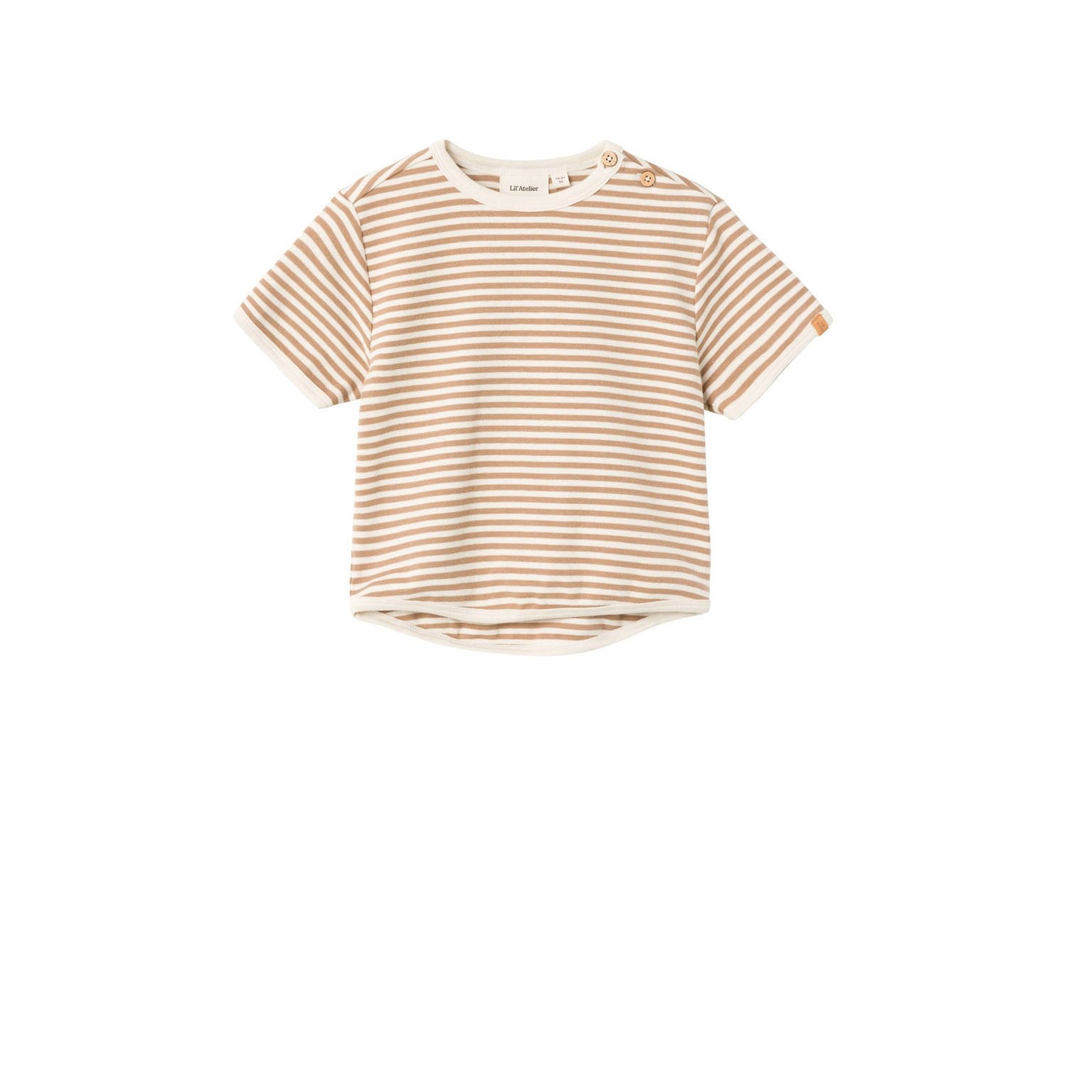 LIL' ATELIER MINI gestreept T-shirt NMMGEO bruin offwhite Jongens Katoen Ronde hals 110