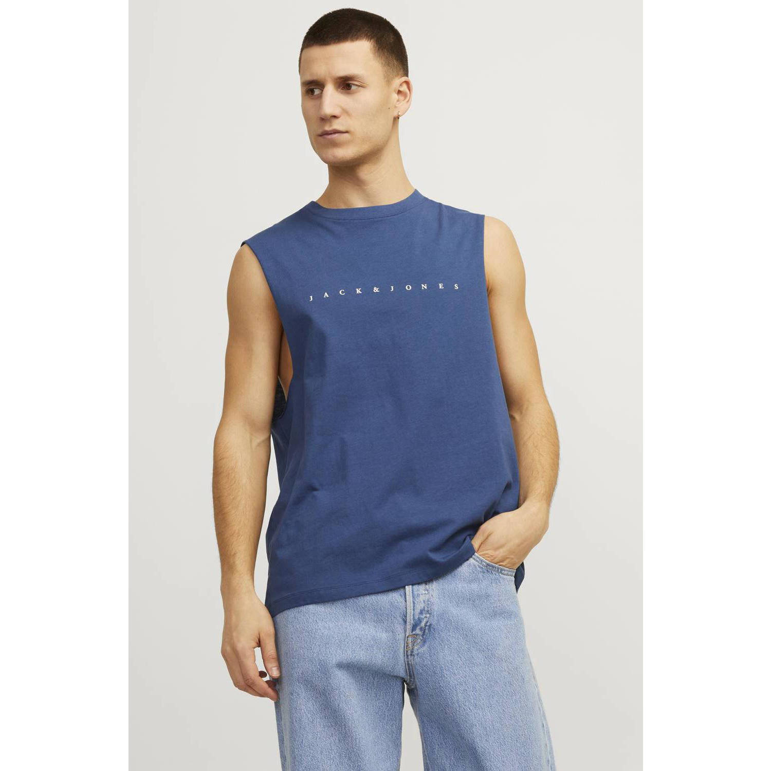 JACK & JONES ESSENTIALS T-shirt met printopdruk blauw