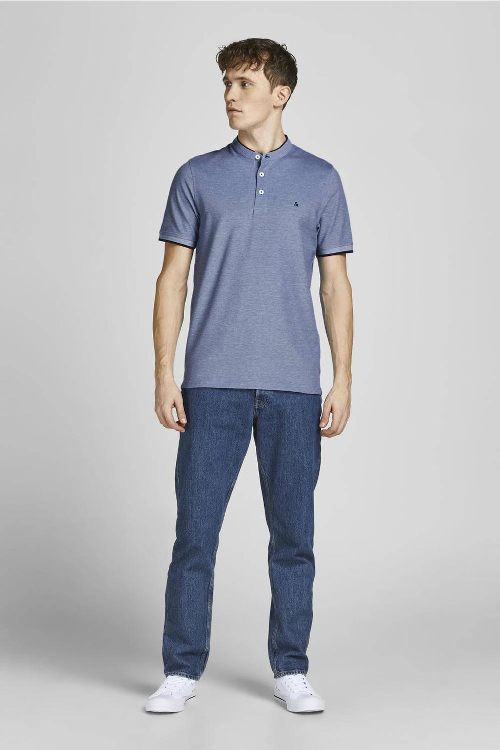 JACK & JONES ESSENTIALS slim fit polo JJEPAULOS met logo bright cobalt