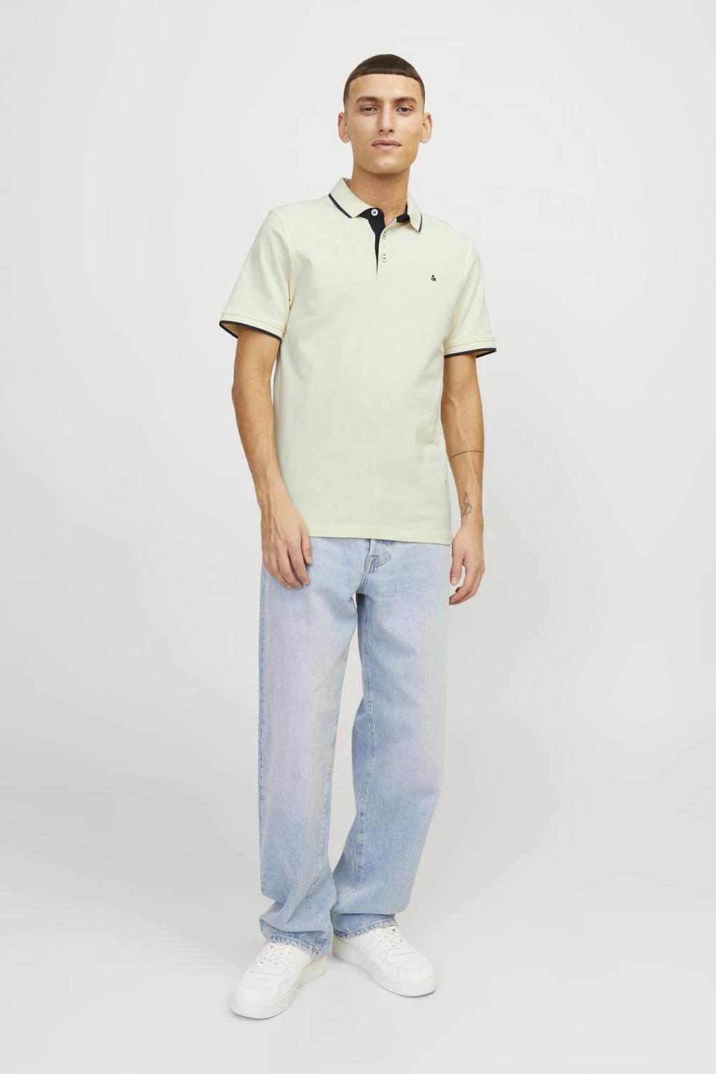 JACK & JONES ESSENTIALS slim fit polo JJEPAULOS lichtgeel
