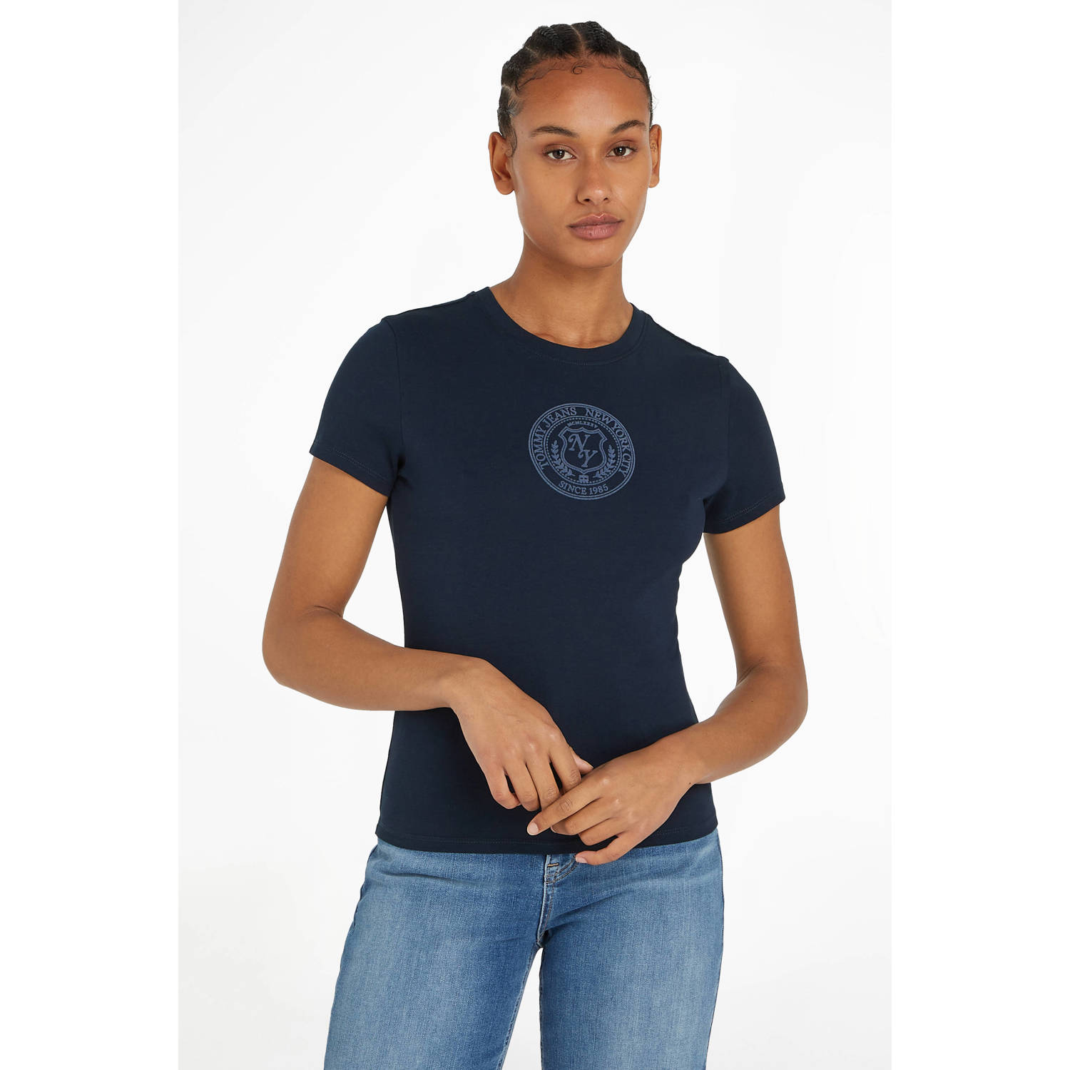 Tommy Jeans T-shirt met logo donkerblauw