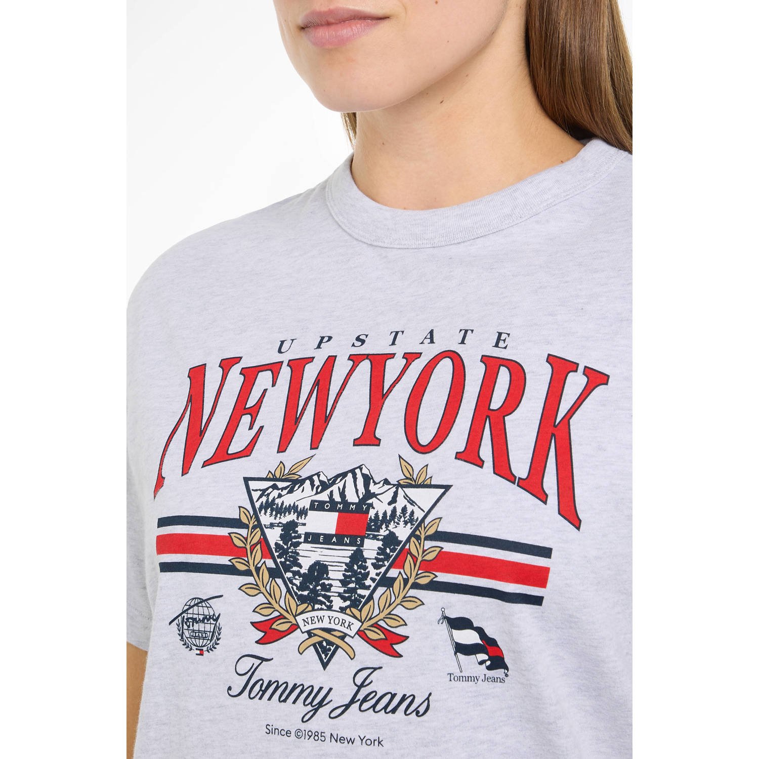 Tommy Jeans T-shirt met printopdruk lichtgrijs