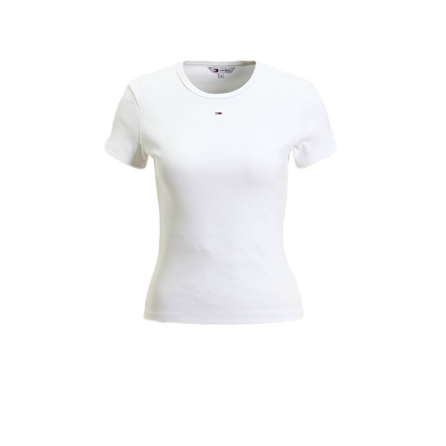 TOMMY JEANS T-shirt Slim Essential Rib Shirt Rippshirt Rundhalsshirt