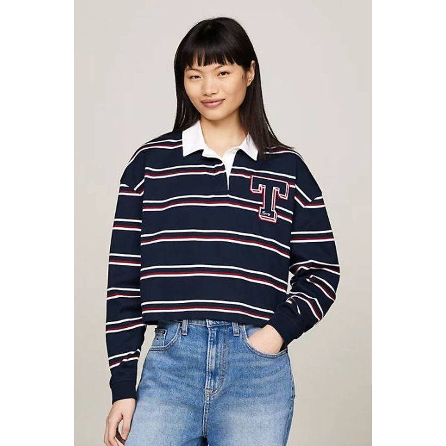 TOMMY JEANS Dames Tops & T-shirts Tjw Letterman Stripe Blauw
