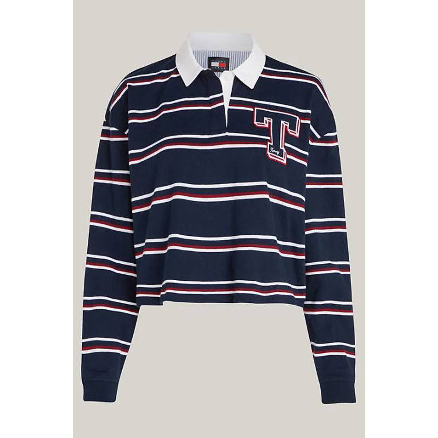 Tommy Jeans gestreepte sweater donkerblauw rood wit
