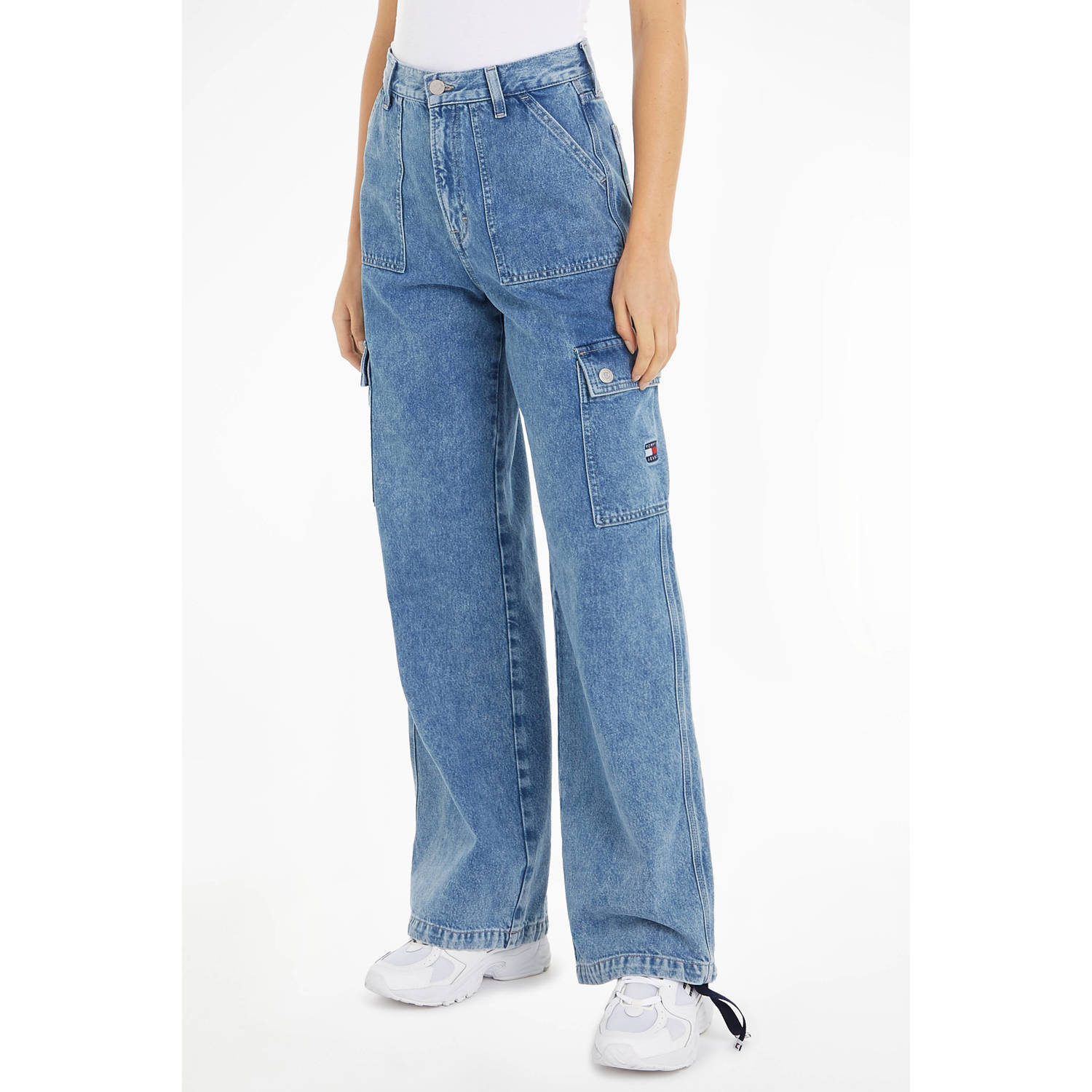 Tommy Jeans Hoge Taille Wijde Pijp Utility Jeans Blue Dames