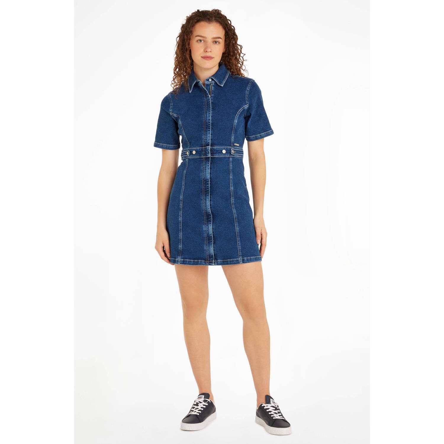 TOMMY JEANS Blousejurk FLARED SS DRESS CH4253 in modieuze flared vorm
