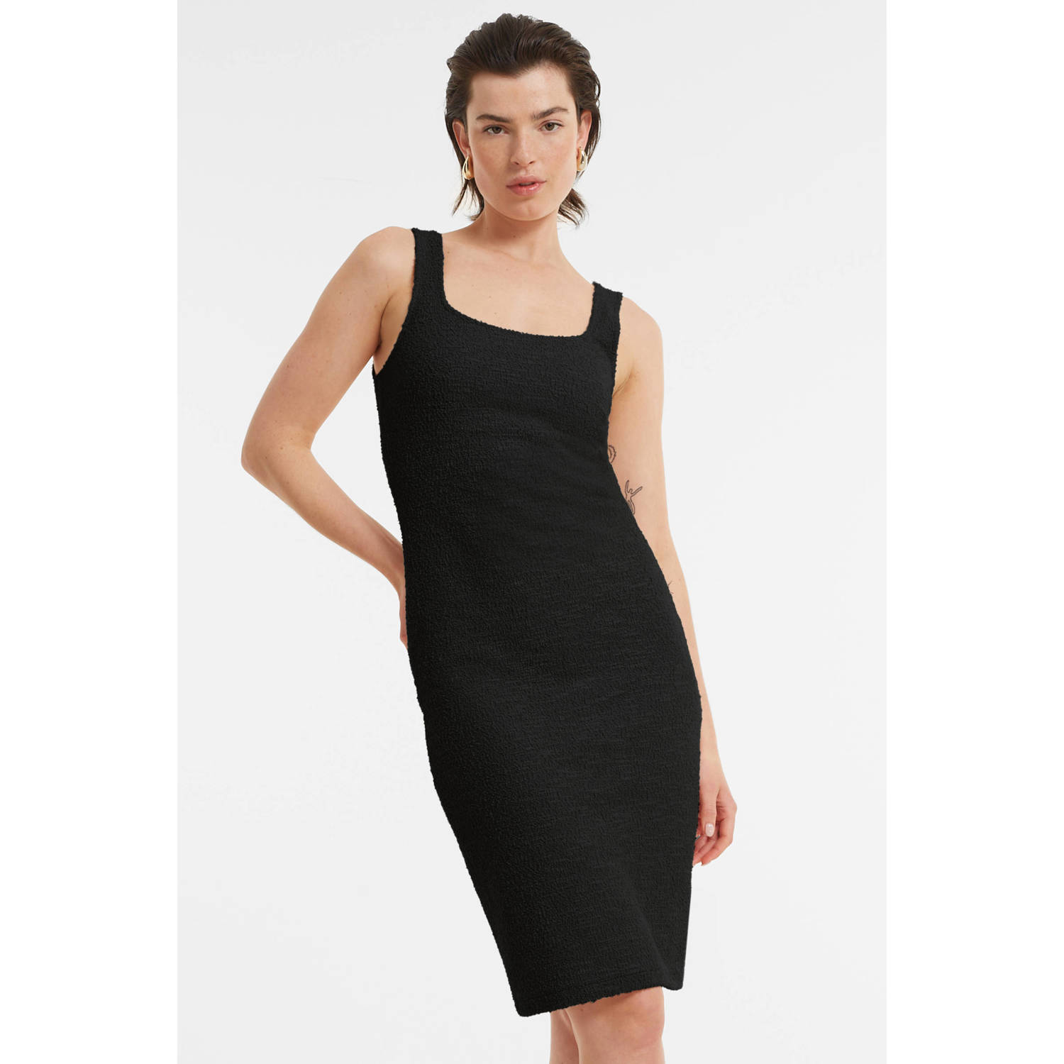 Ruby boucle bodycon jurk zwart