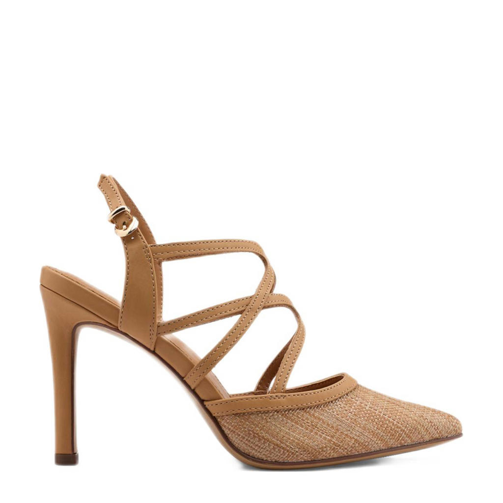 Bruine dames Graceland pumps van imitatieleer met naaldhak en gesp
