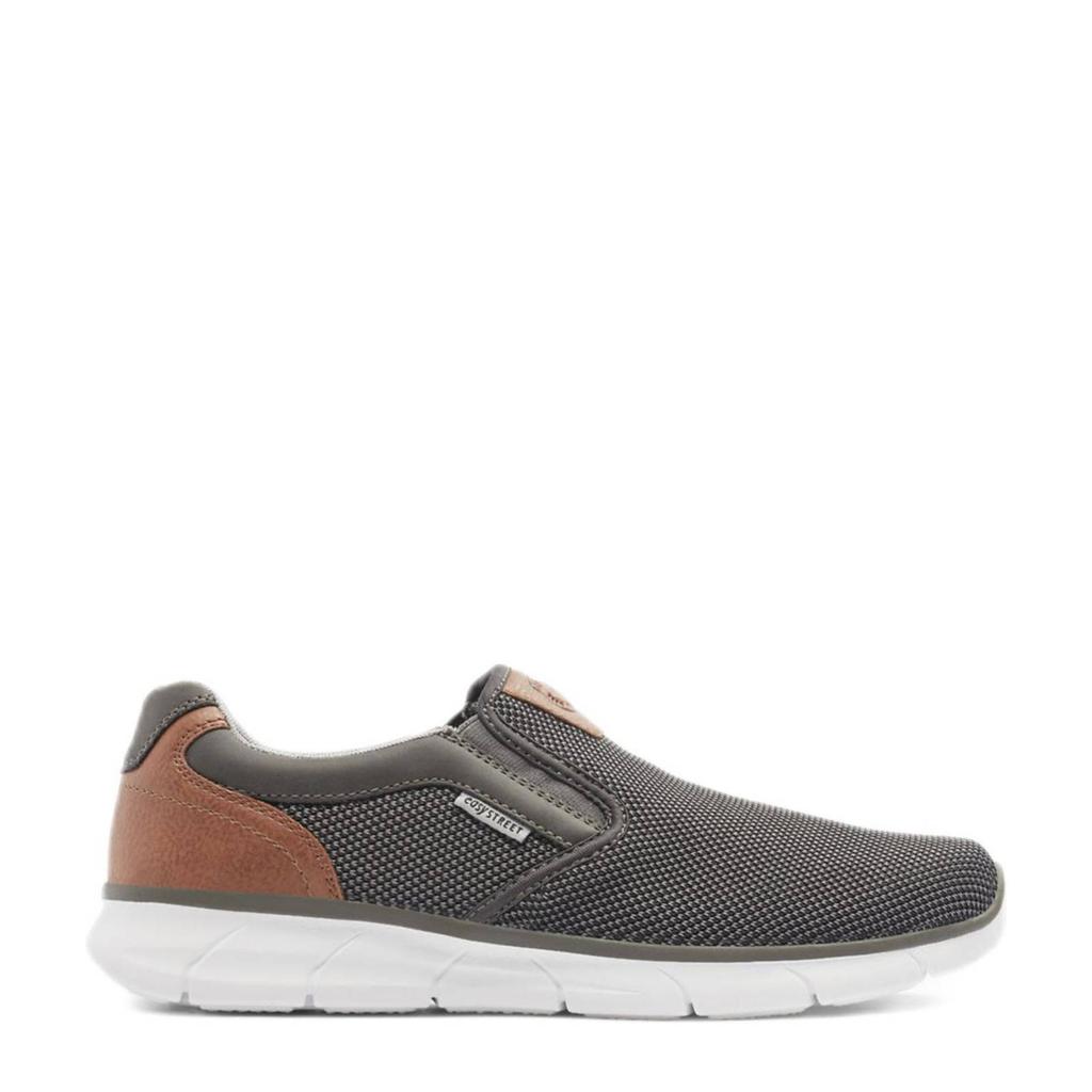 Grijze heren Easy Street slip-on sneakers van rubber/textiel