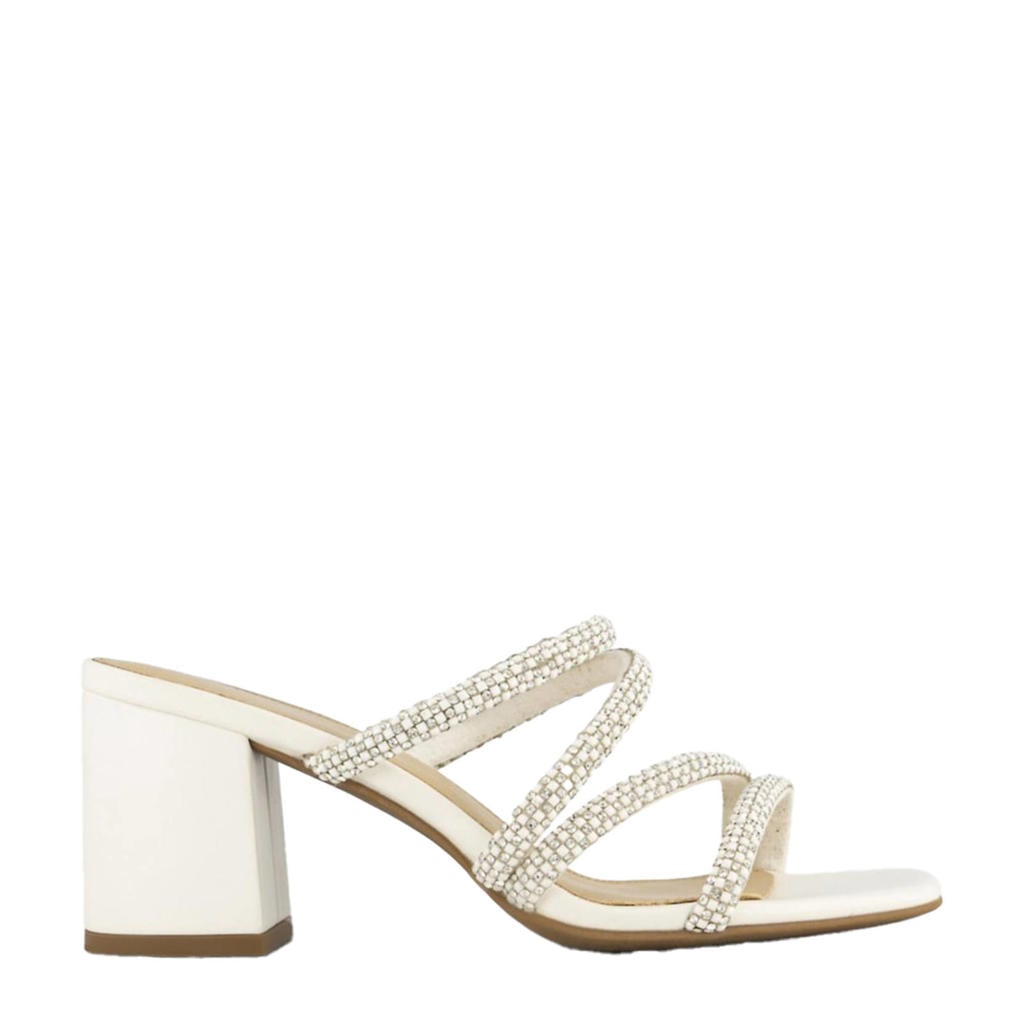 Witte dames Graceland muiltjes van rubber/synthetisch/imitatie leer met blokhak en effen