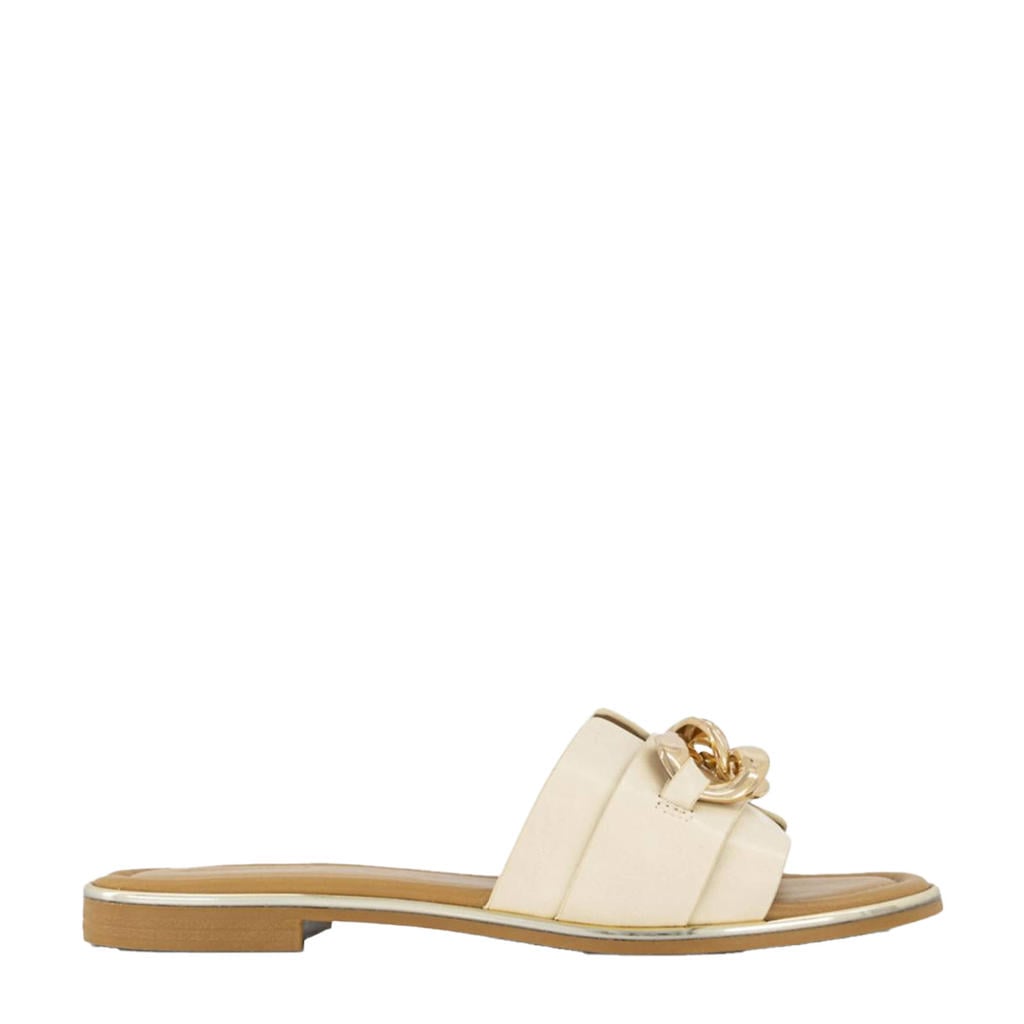 Beige dames Graceland slippers van imitatie leer/rubber