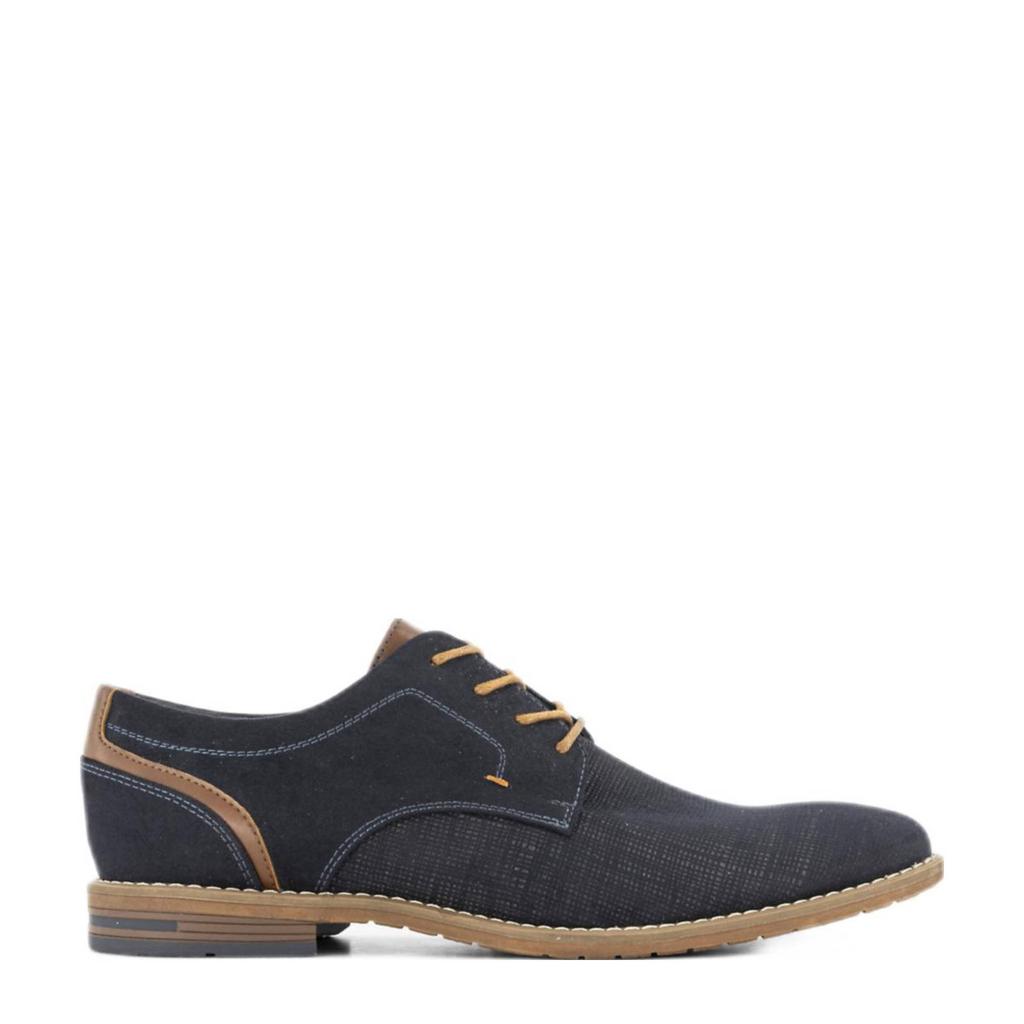 Donkerblauwe heren AM SHOE veterschoenen van textiel/rubber/synthetisch