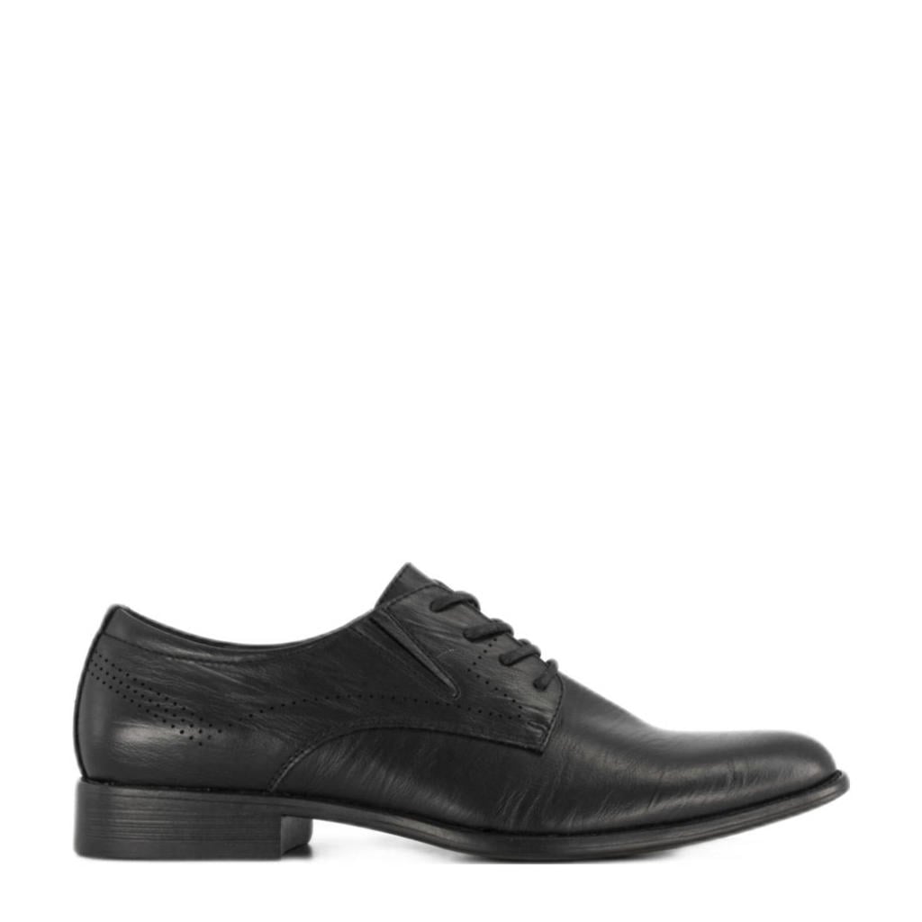 Zwarte heren AM SHOE veterschoenen van imitatie leer/rubber