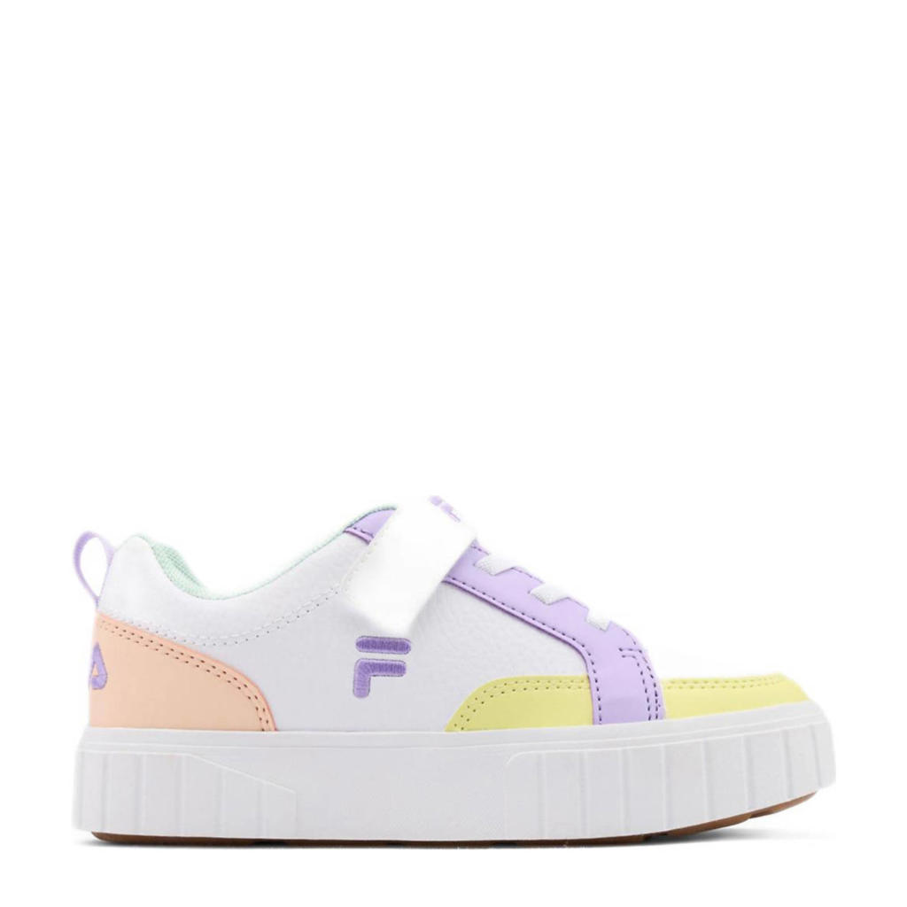 Witte meisjes Fila sneakers pastel van textiel/rubber/imitatie leer met veters en effen