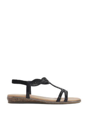 sandalen met steentjes zwart