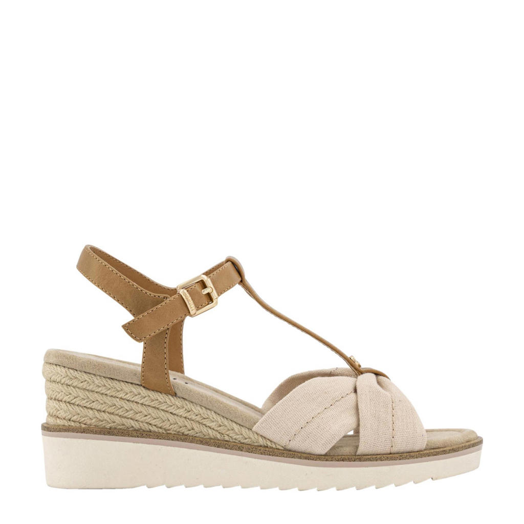 Beige dames ESPRIT espadrilles van textiel en imitatieleer met sleehak