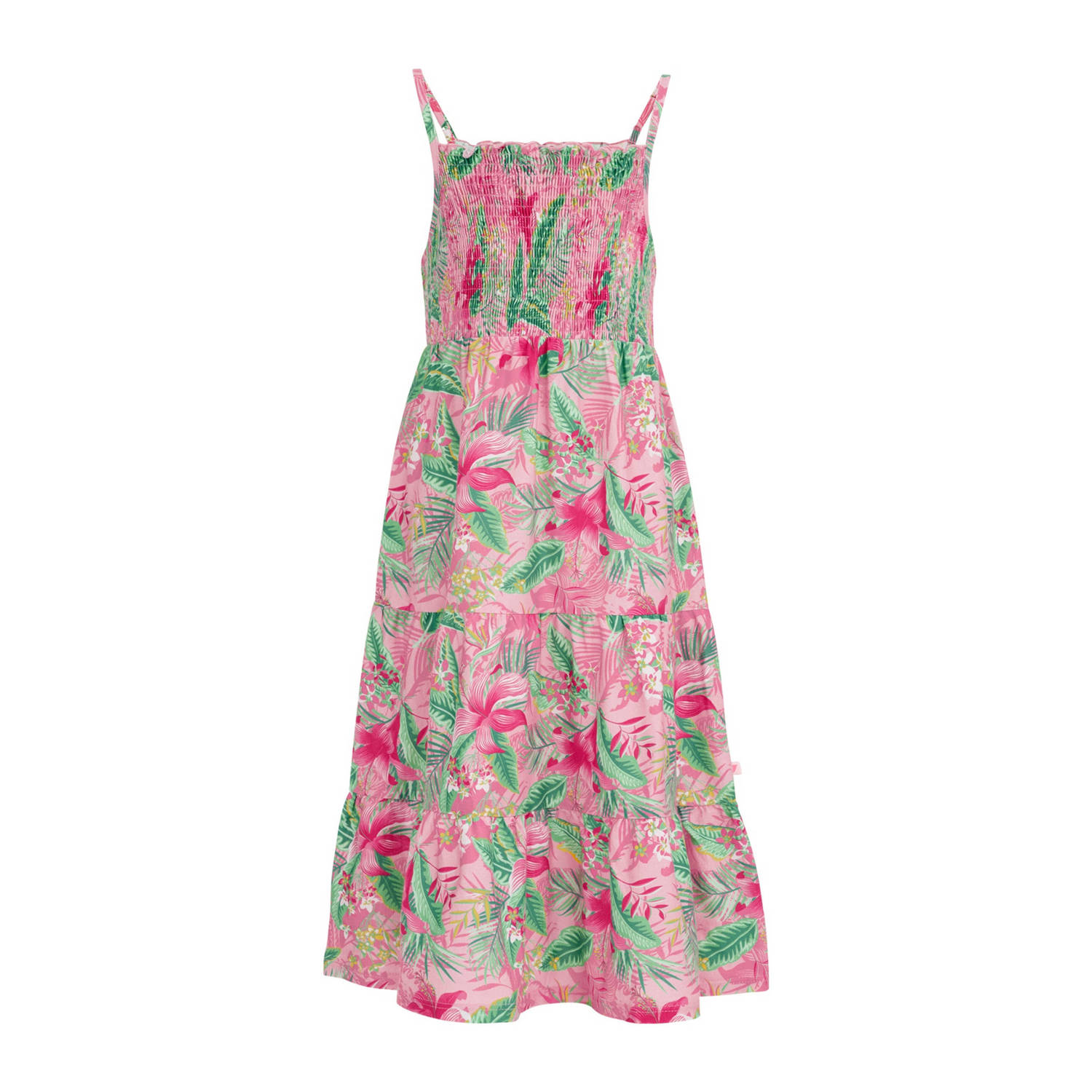 WE Fashion maxi jurk met all over print multicolor Meisjes Biologisch katoen Vierkante hals 170 176