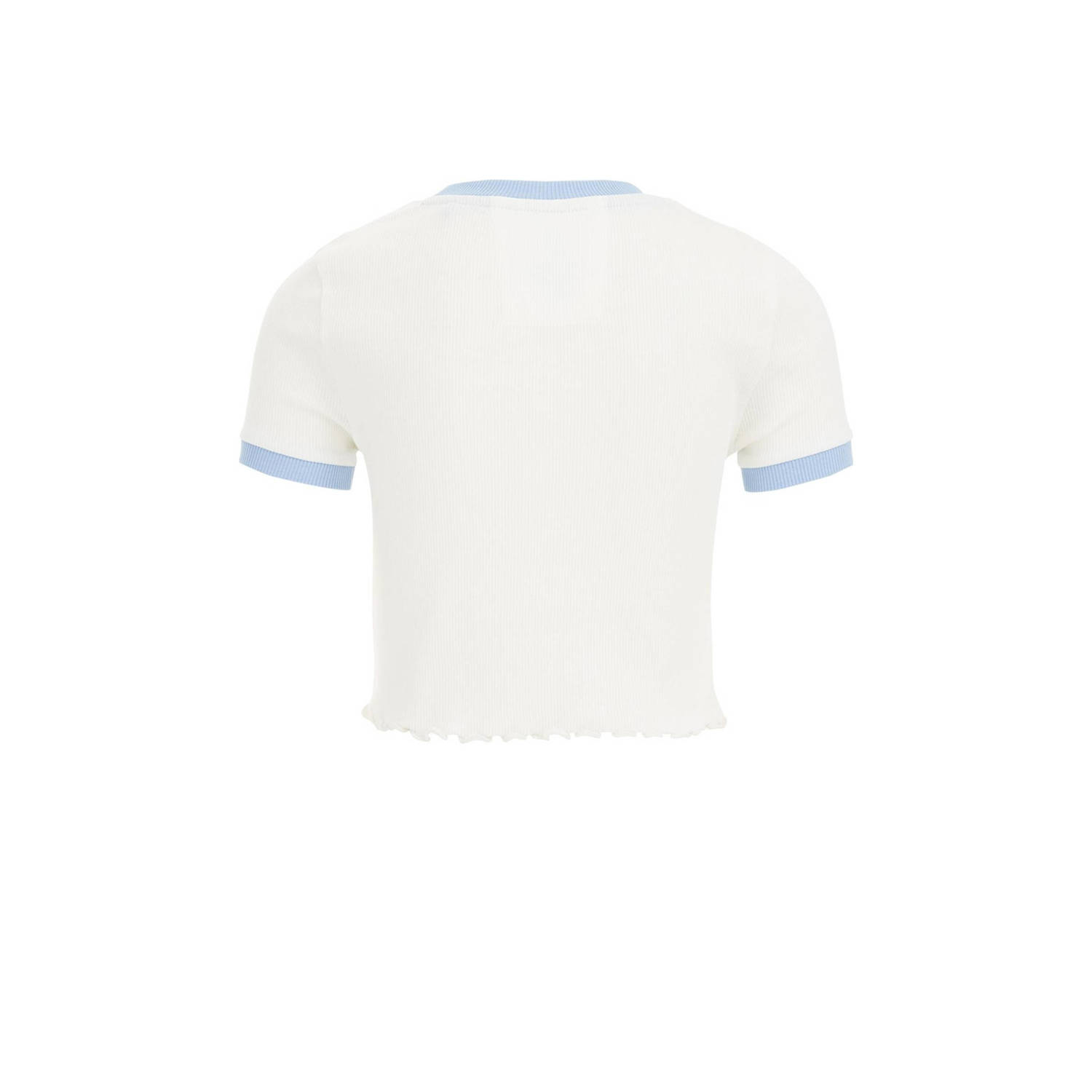 WE Fashion T-shirt met tekst wit blauw