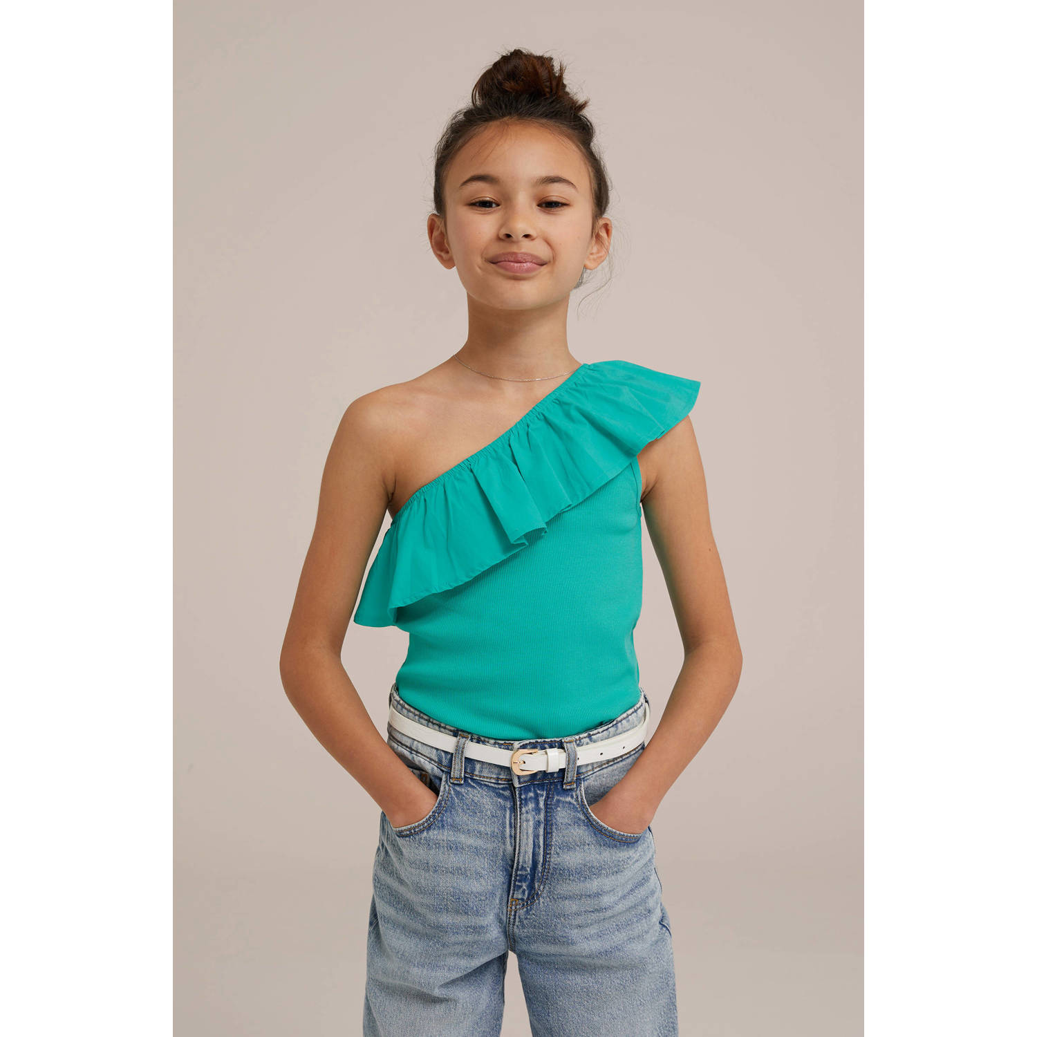 WE Fashion one shoulder top sea green