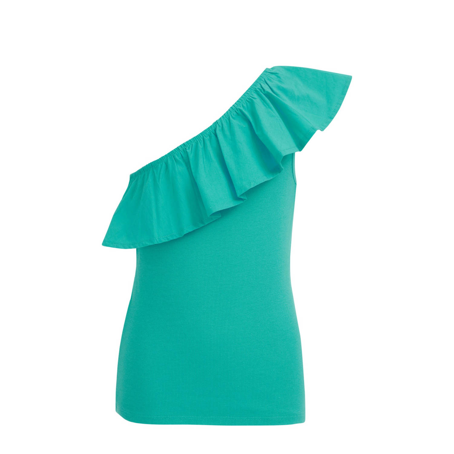 WE Fashion one shoulder top sea green Groen Effen 170 176