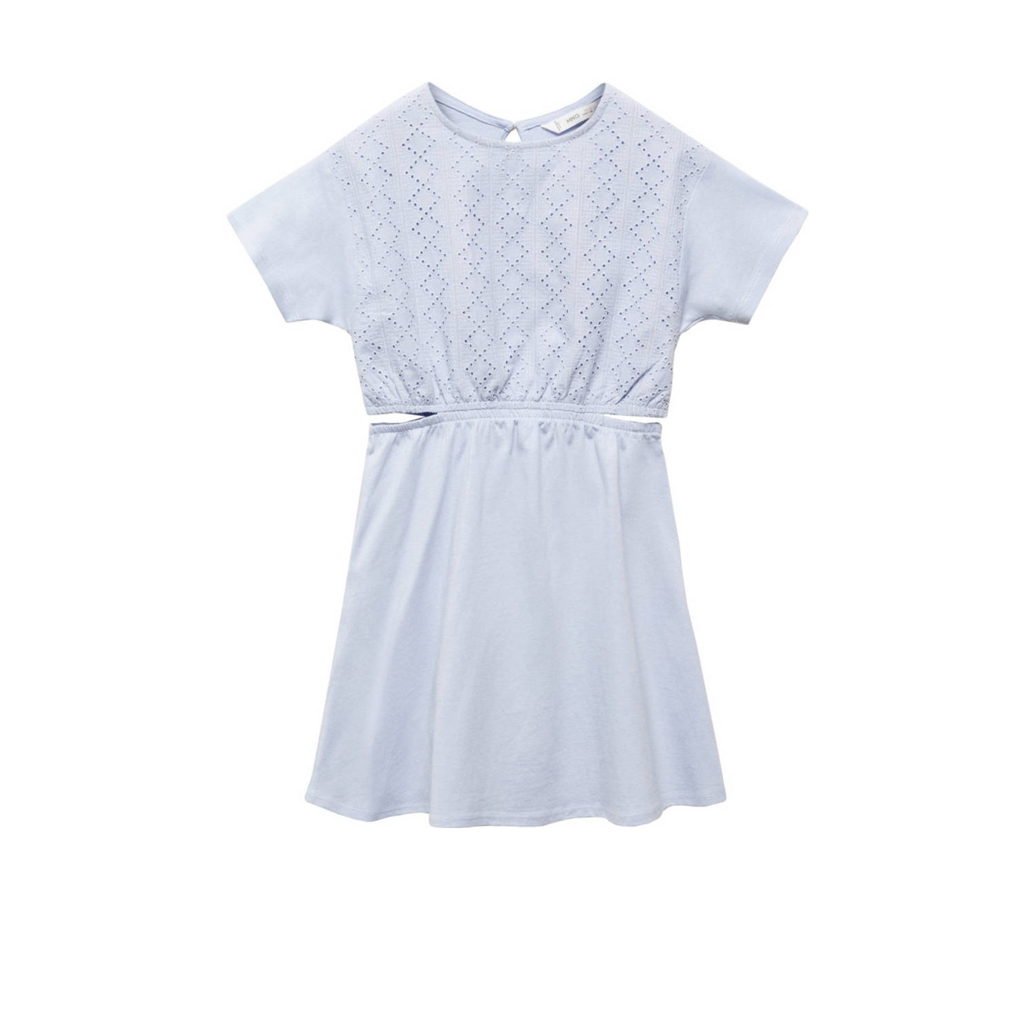 Mango Kids jurk pastelblauw Meisjes Katoen Ronde hals Effen 116