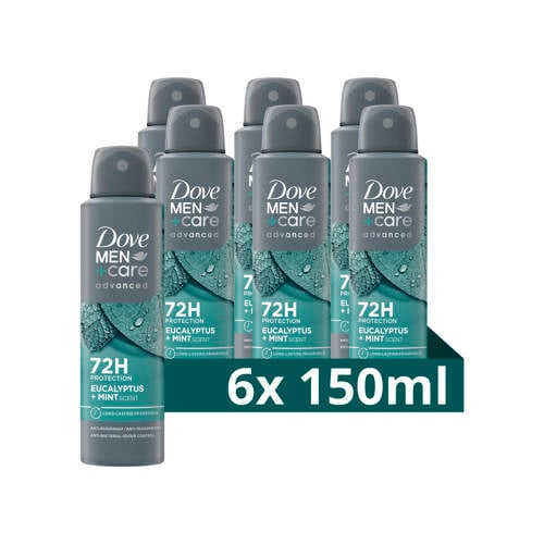 Wehkamp Dove Men+Care Advanced Eucalyptus + Mint anti-transpirant deodorant spray - 6 x 150 ml aanbieding