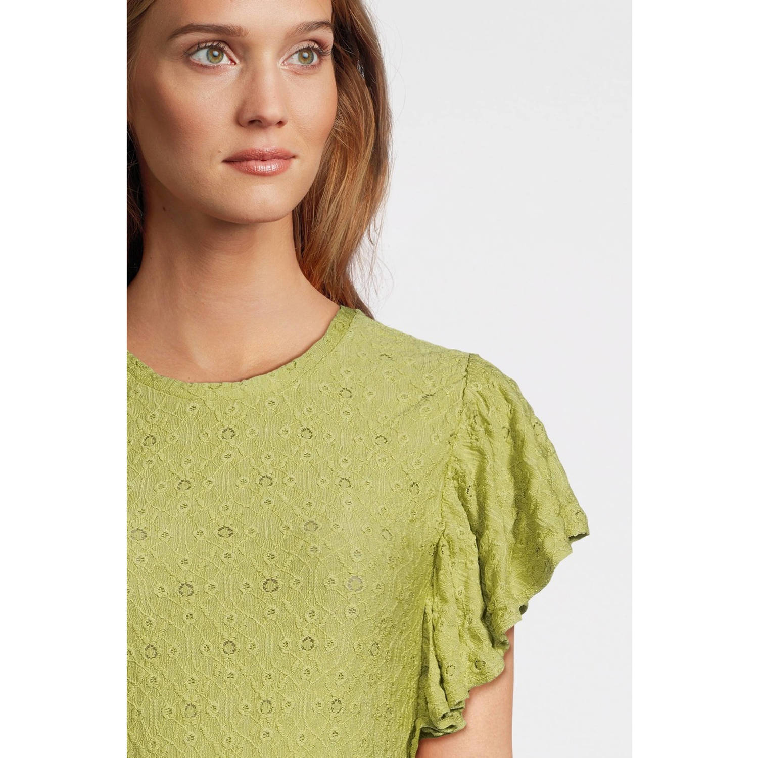 Imagine jersey T-shirt olijfgroen broderie