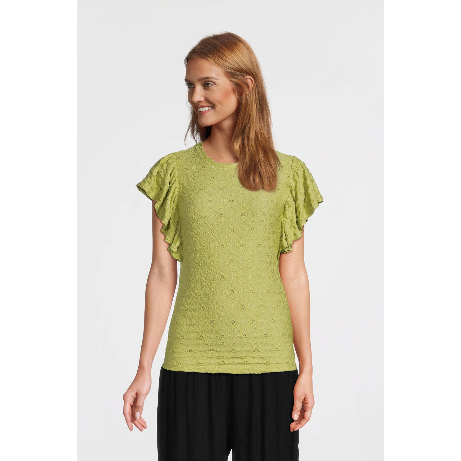 Imagine jersey T-shirt olijfgroen broderie