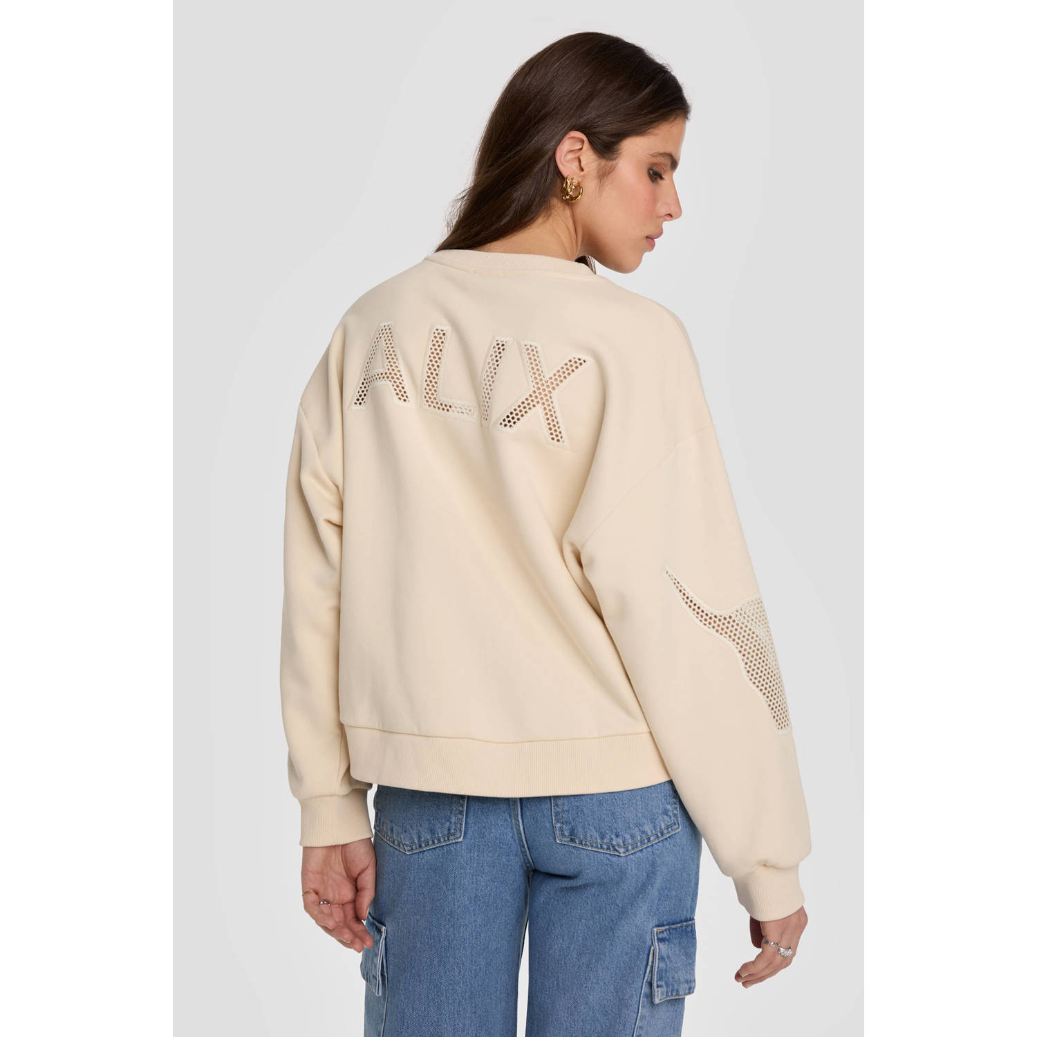 Alix the Label sweater met logo ecru