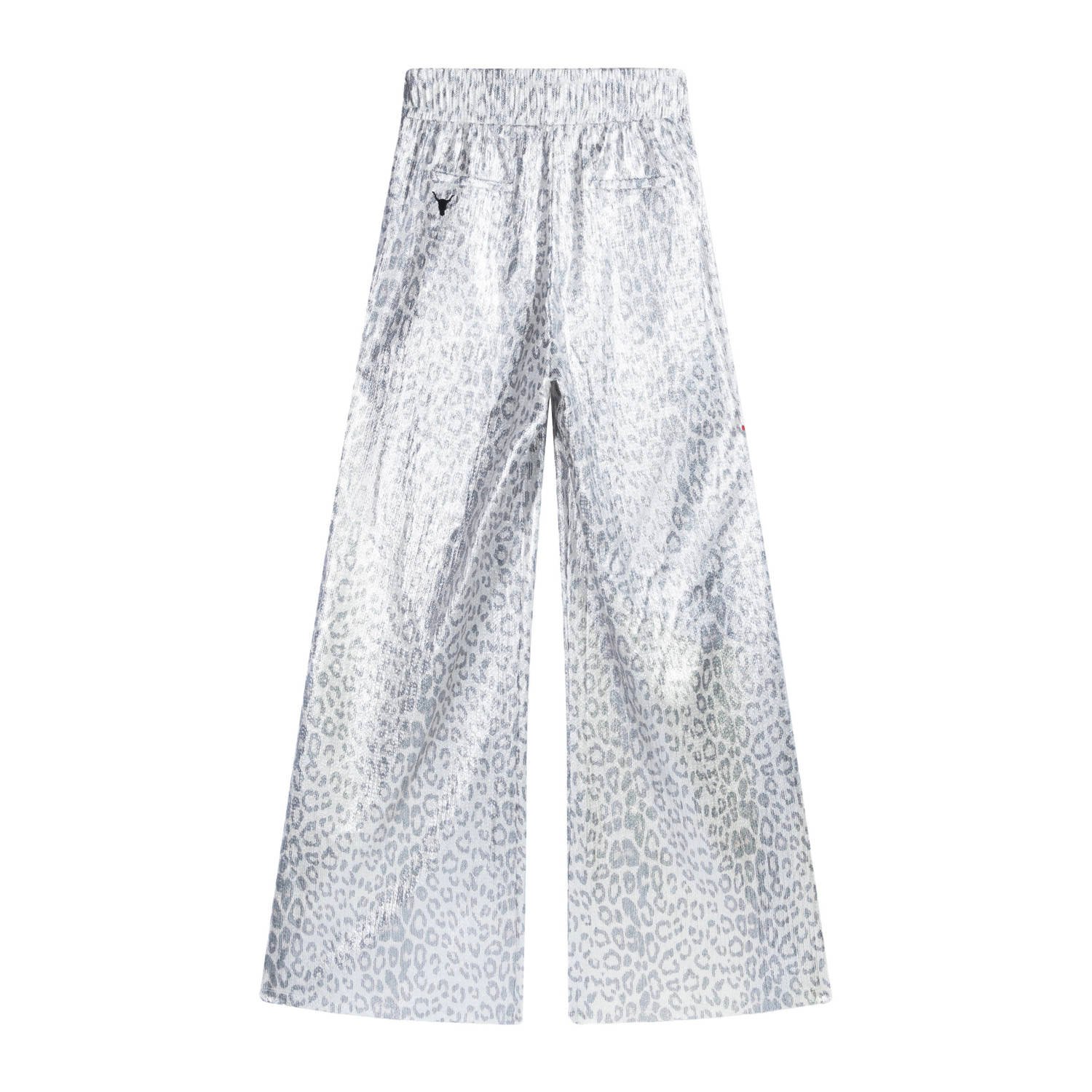 Alix the Label straight fit pantalon met panterprint zilver