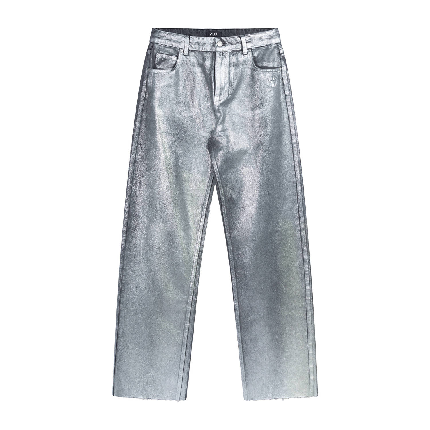 ALIX THE LABEL Dames Jeans Ladies Woven Silver Denim Pants Zilver