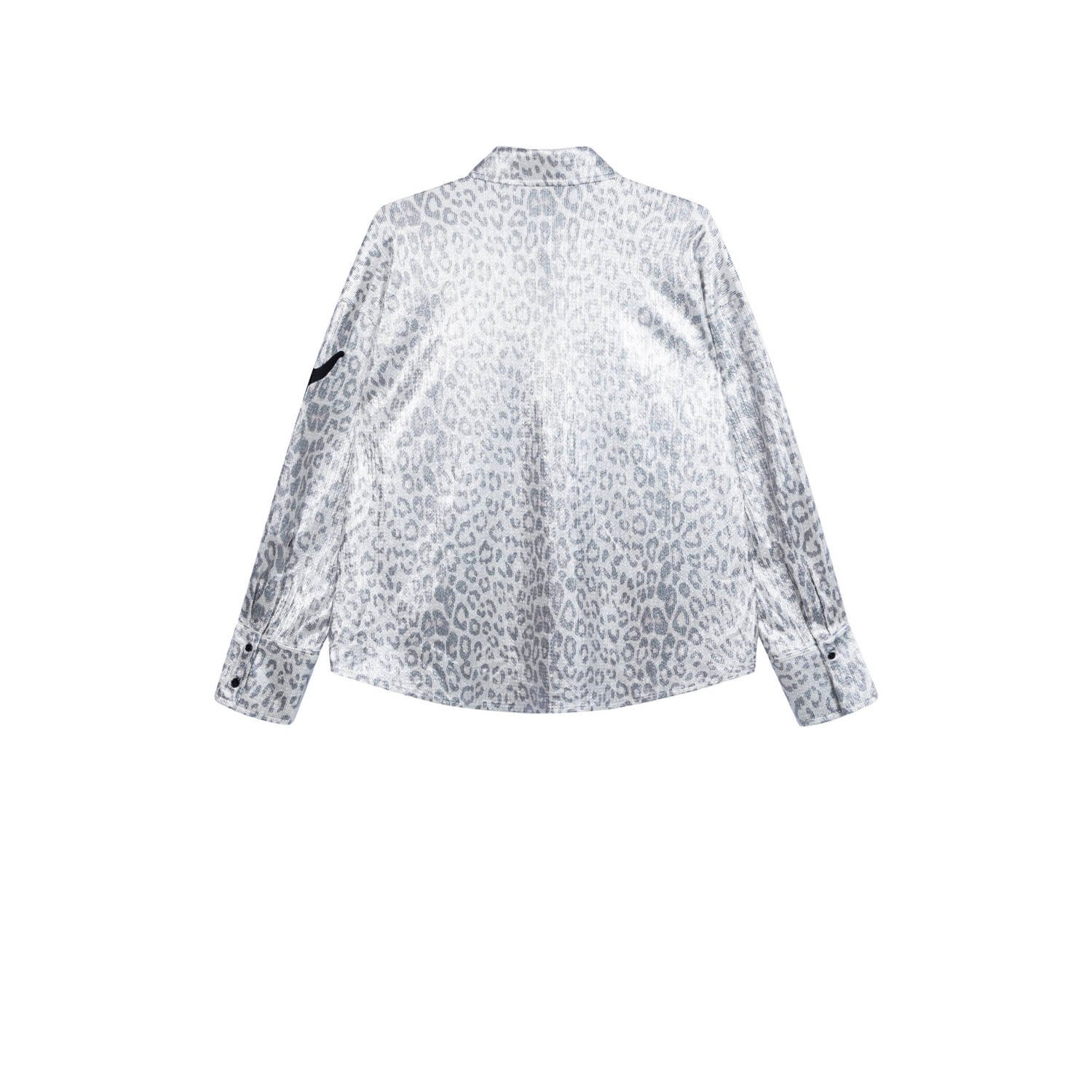 Alix the Label blouse met panterprint zilver