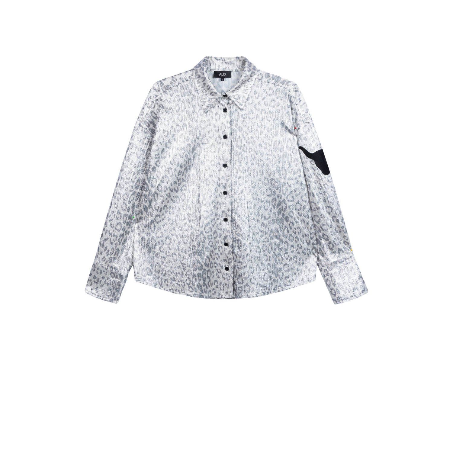 Alix the Label blouse met panterprint zilver