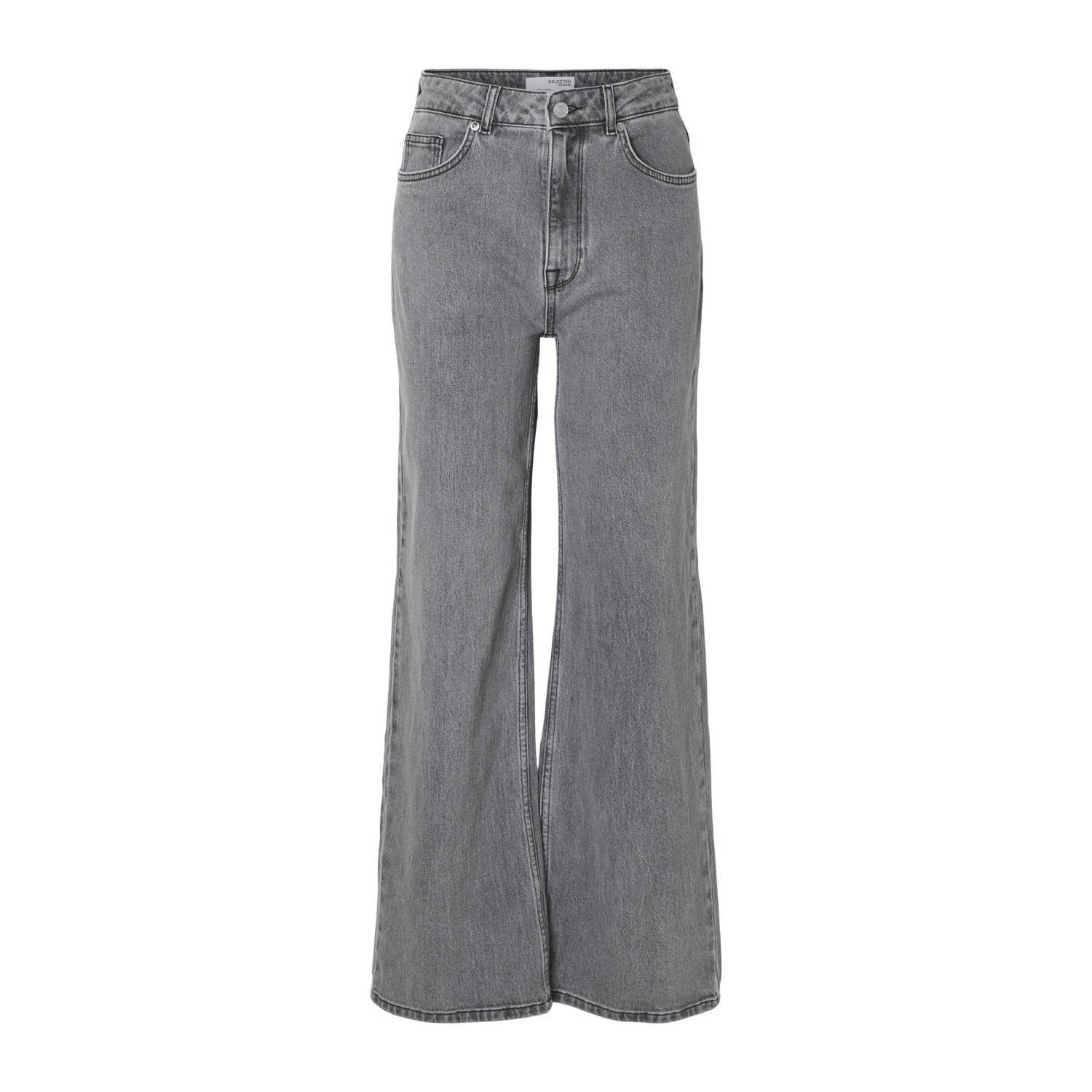 SELECTED FEMME high waist straight jeans SLFALICE grey denim