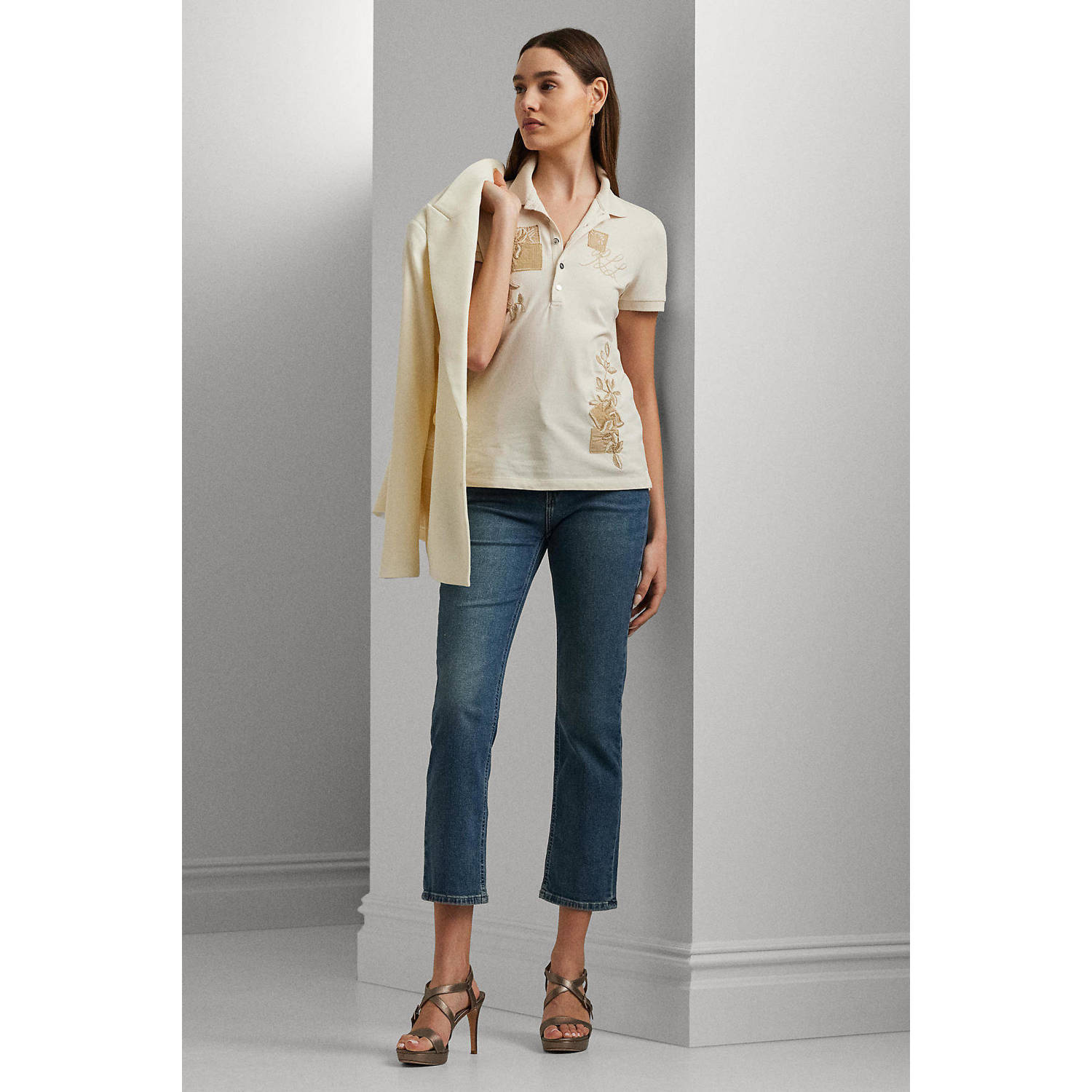 Lauren Ralph Lauren cropped slim fit jeans medium blue denim