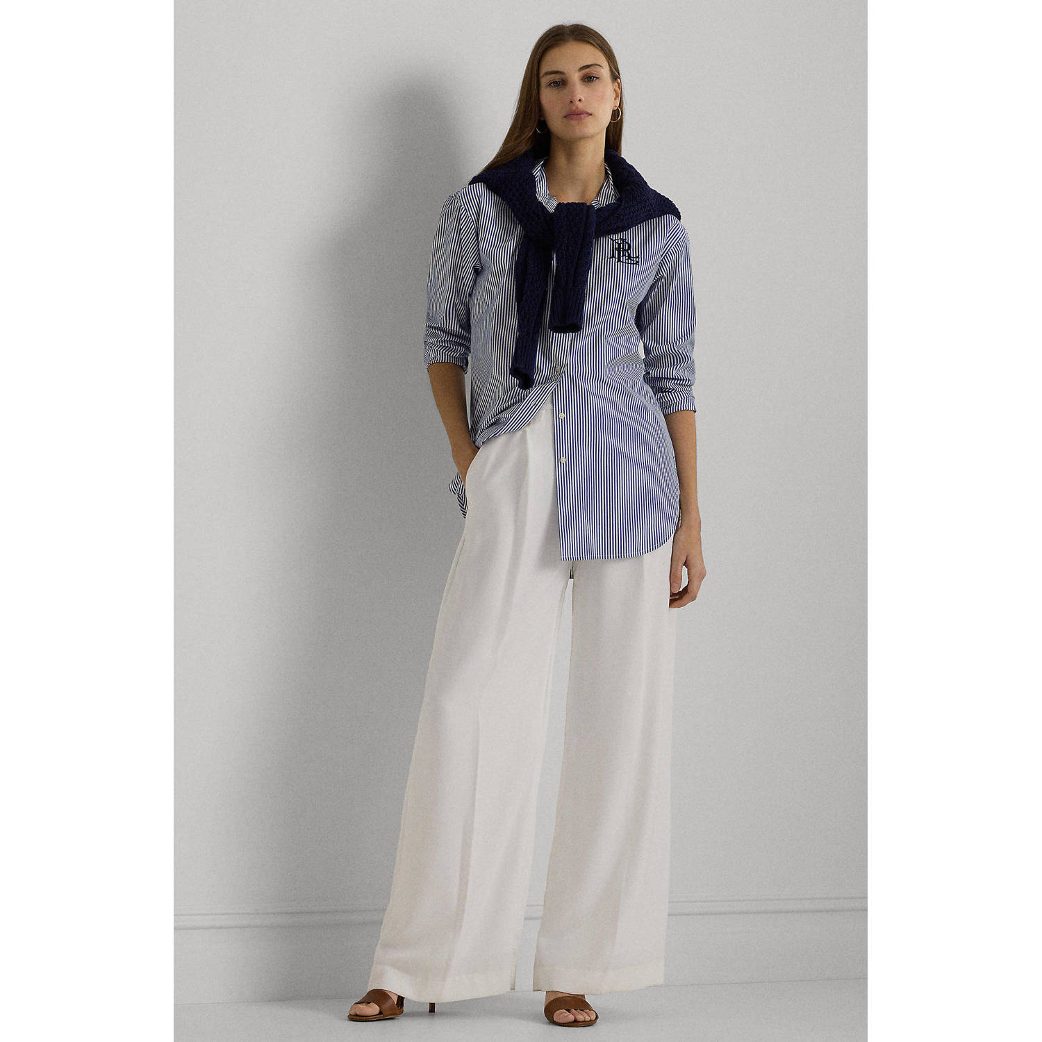 Lauren Ralph Lauren gestreepte blouse blauw ecru