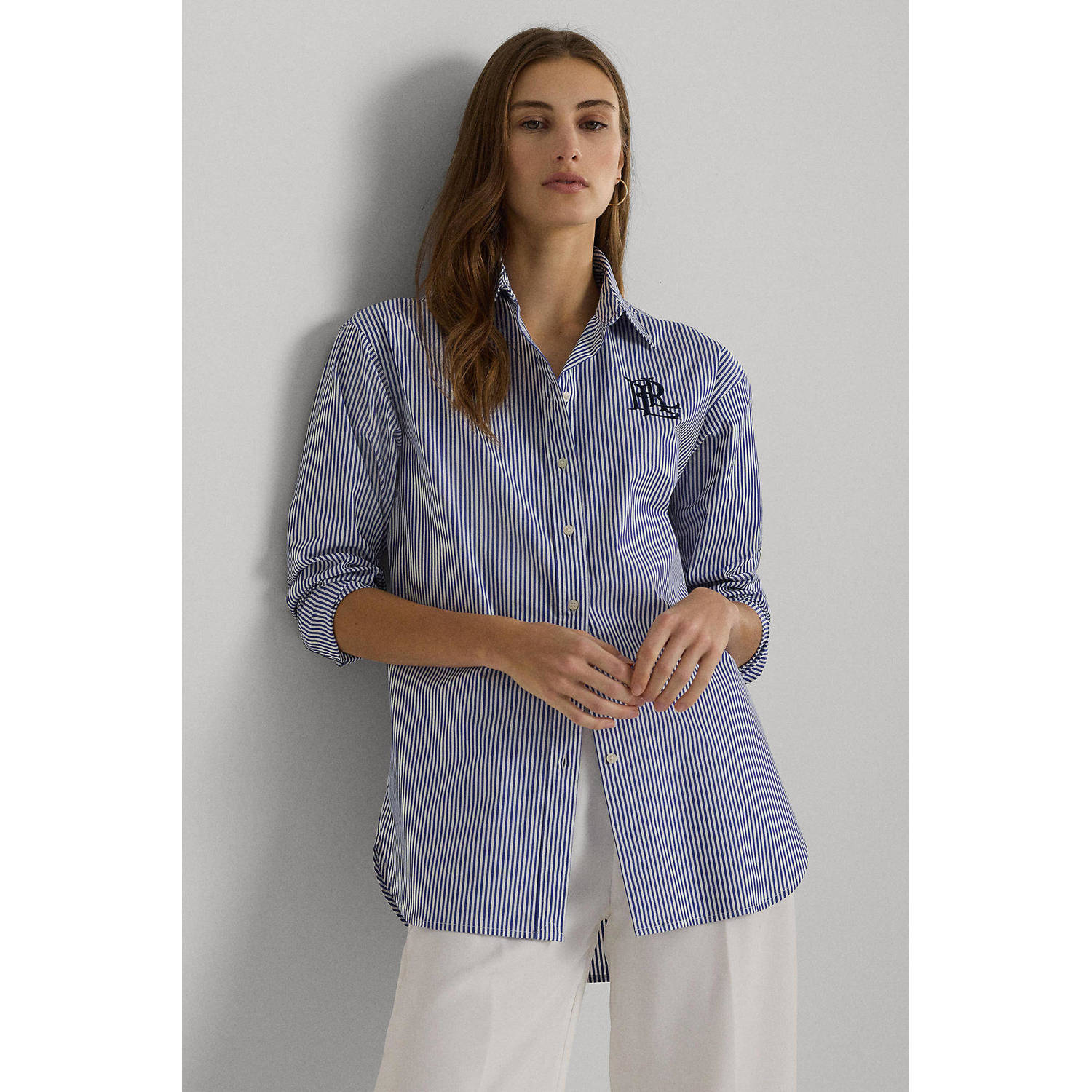Lauren Ralph Lauren gestreepte blouse blauw ecru