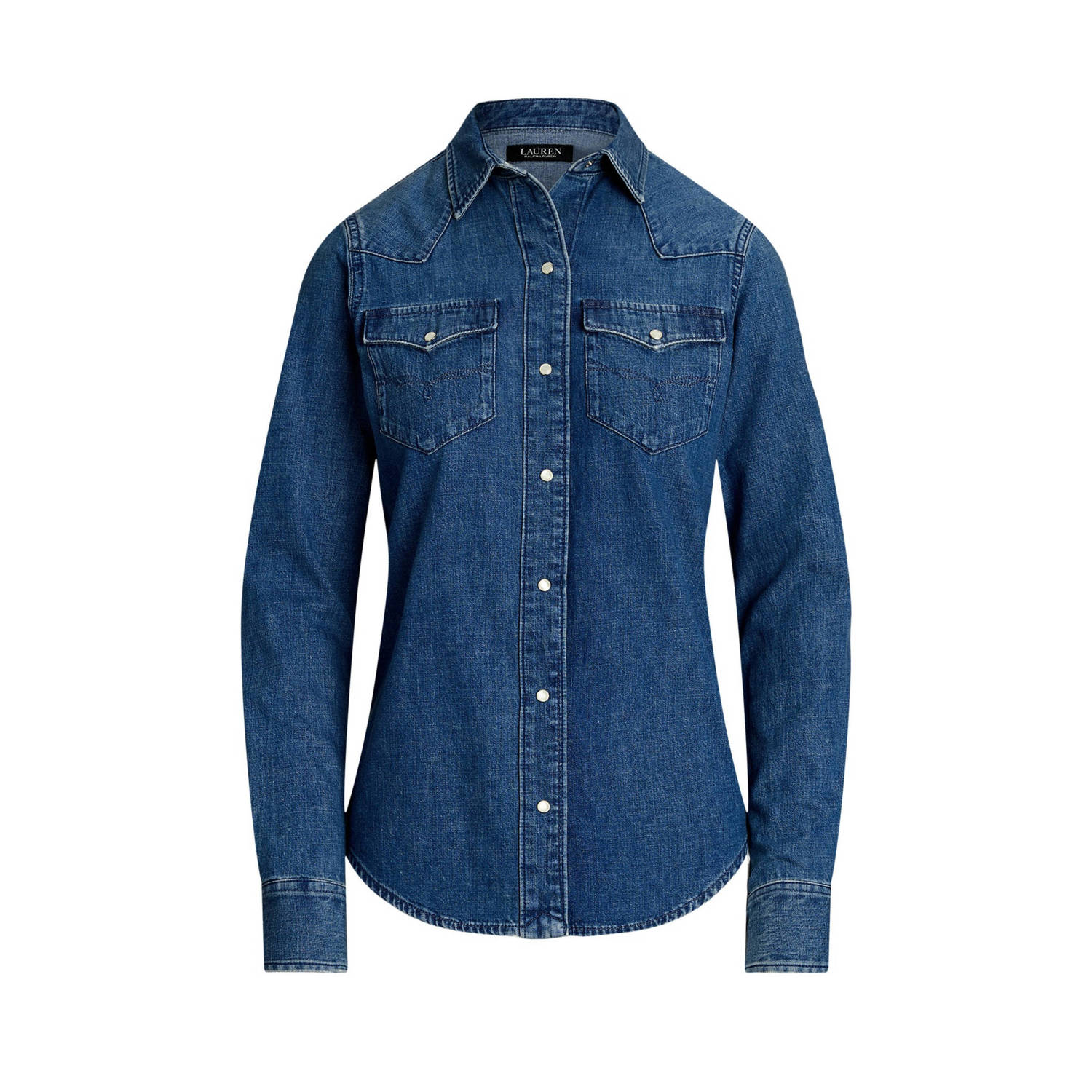 Polo Ralph Lauren Denim Oversized Shirt met Zakken Blue Dames