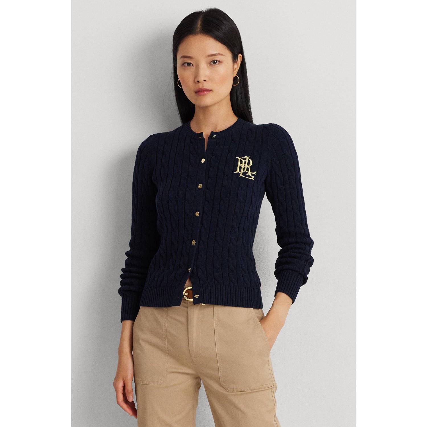 Lauren Ralph Lauren Gebreid cardigan met kabelpatroon model 'RALHAN'