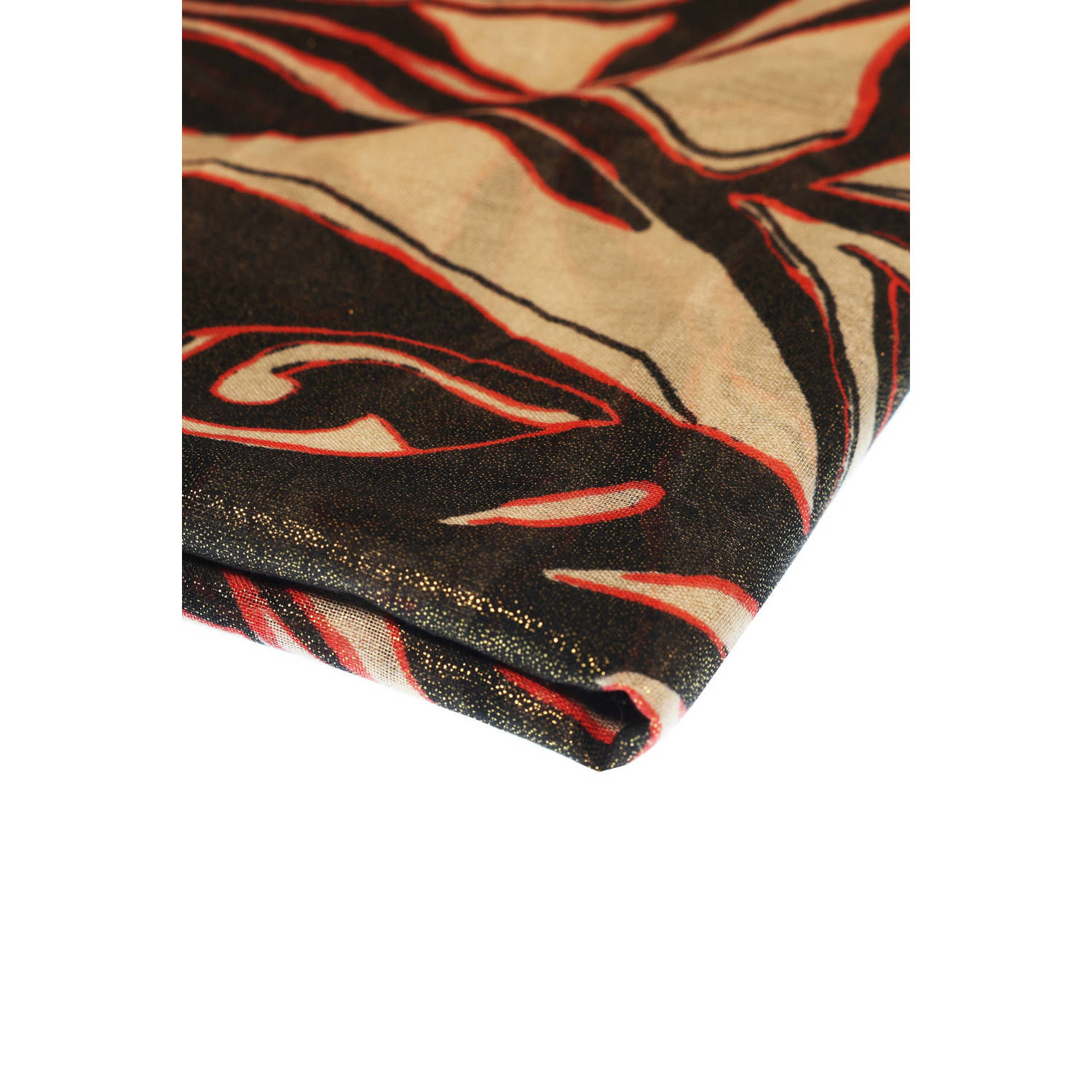 MS Mode sjaal met all over print bruin rood