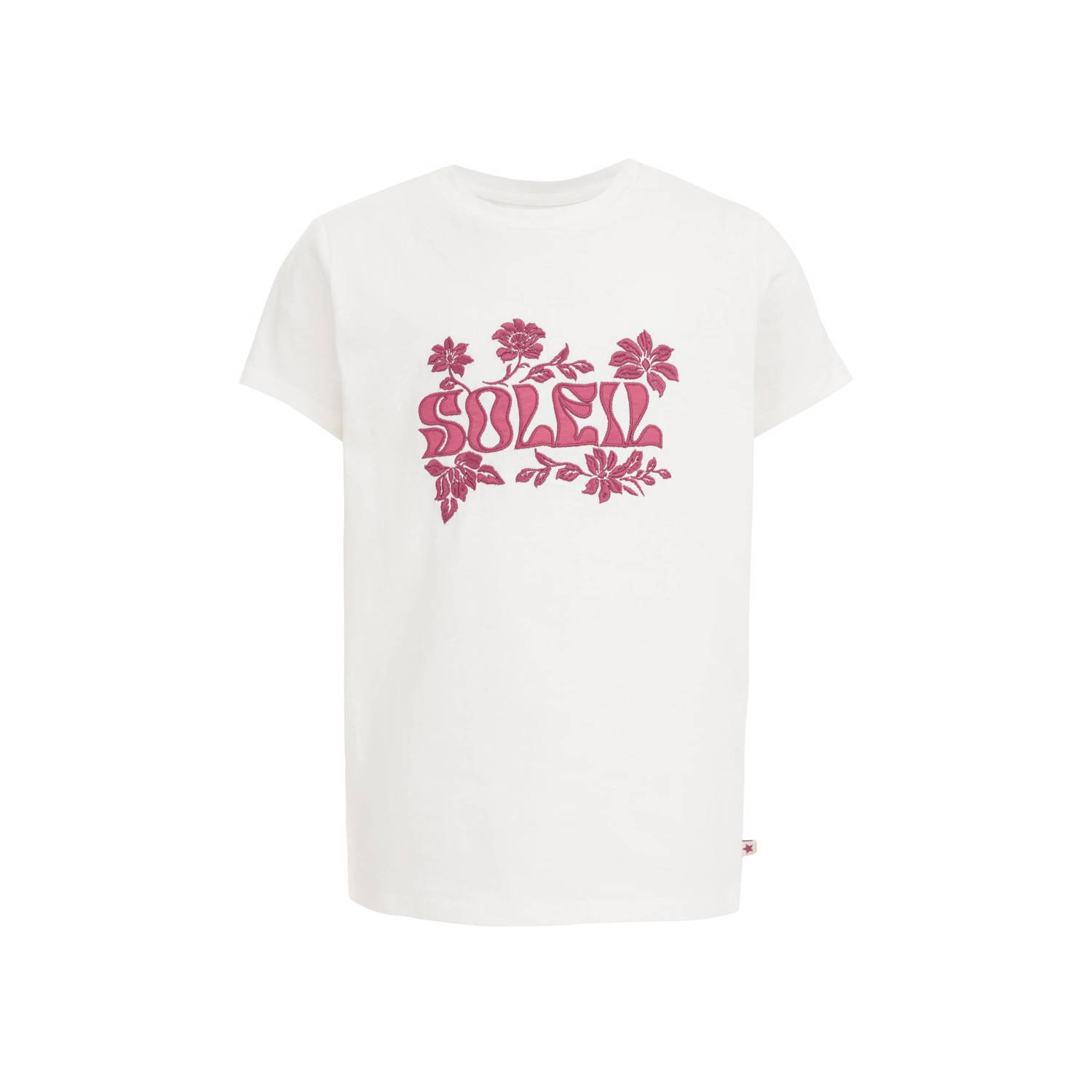 WE Fashion T-shirt met printopdruk Wit Meisjes Katoen Ronde hals Printopdruk 146 152