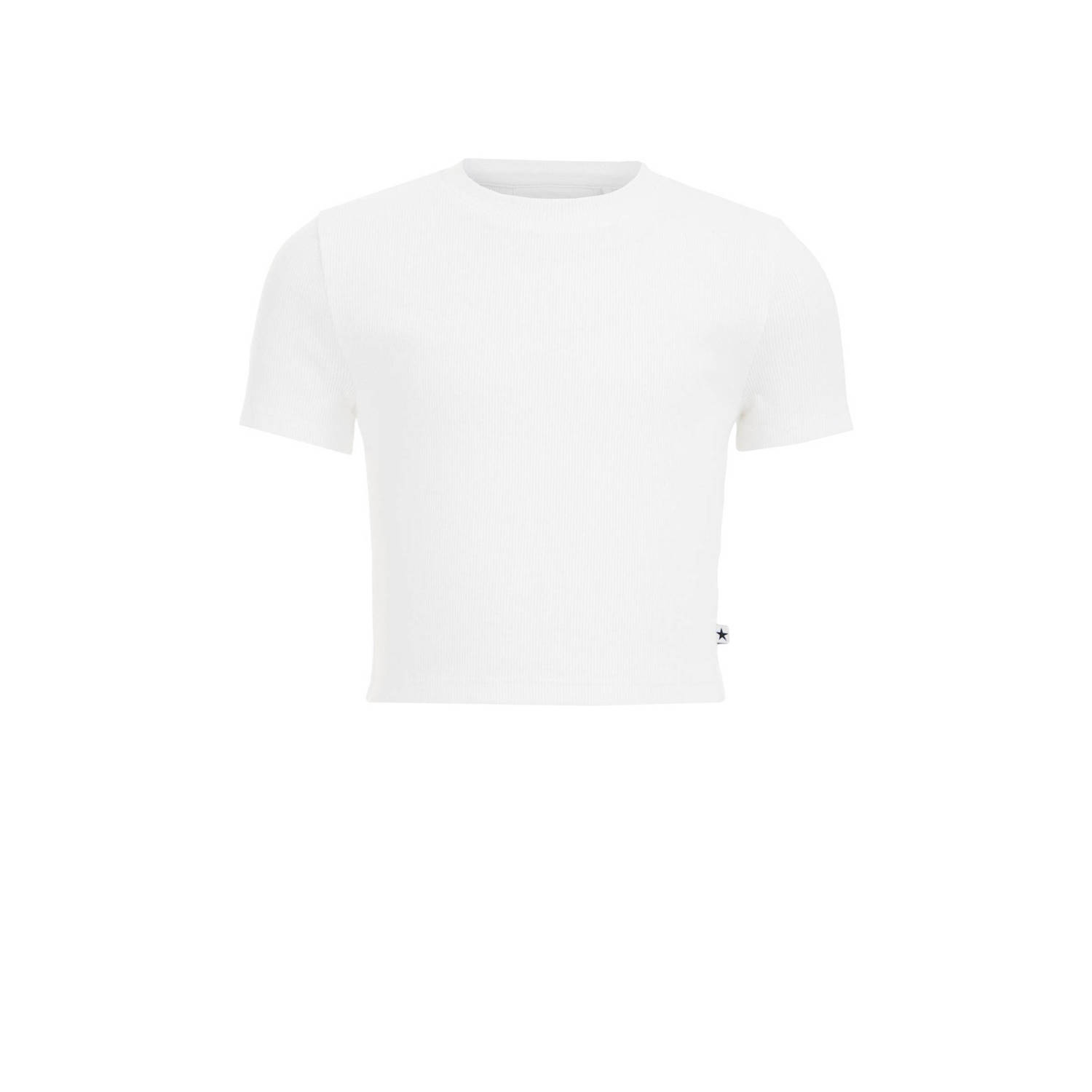 WE Fashion T-shirt wit Meisjes Katoen Ronde hals Effen 146 152